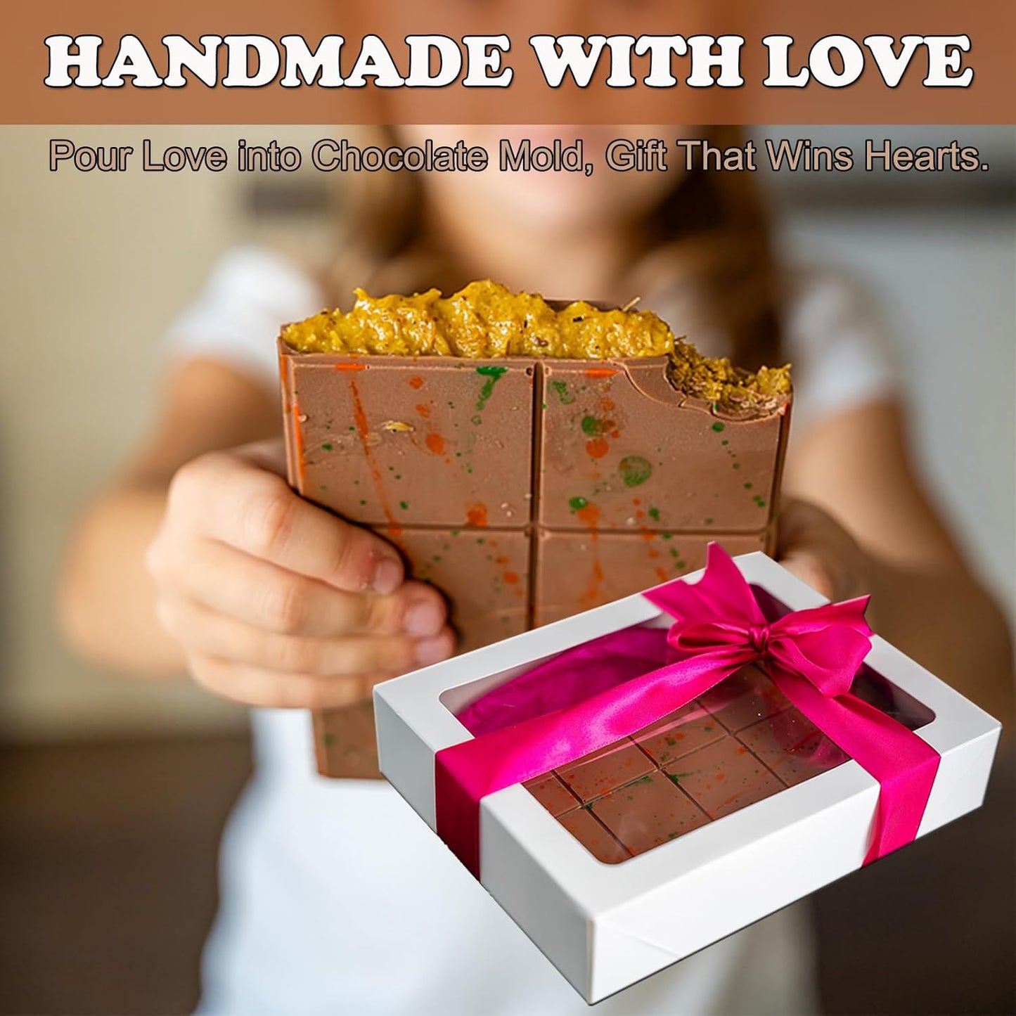 Deep Chocolate Bar Mold 1.2 inch Kataifi Pistachio Dubai Chocolate Bar Kit Thick Silicone Molds for Stuffed Bar Large Big Candy Bar Mould for Filling