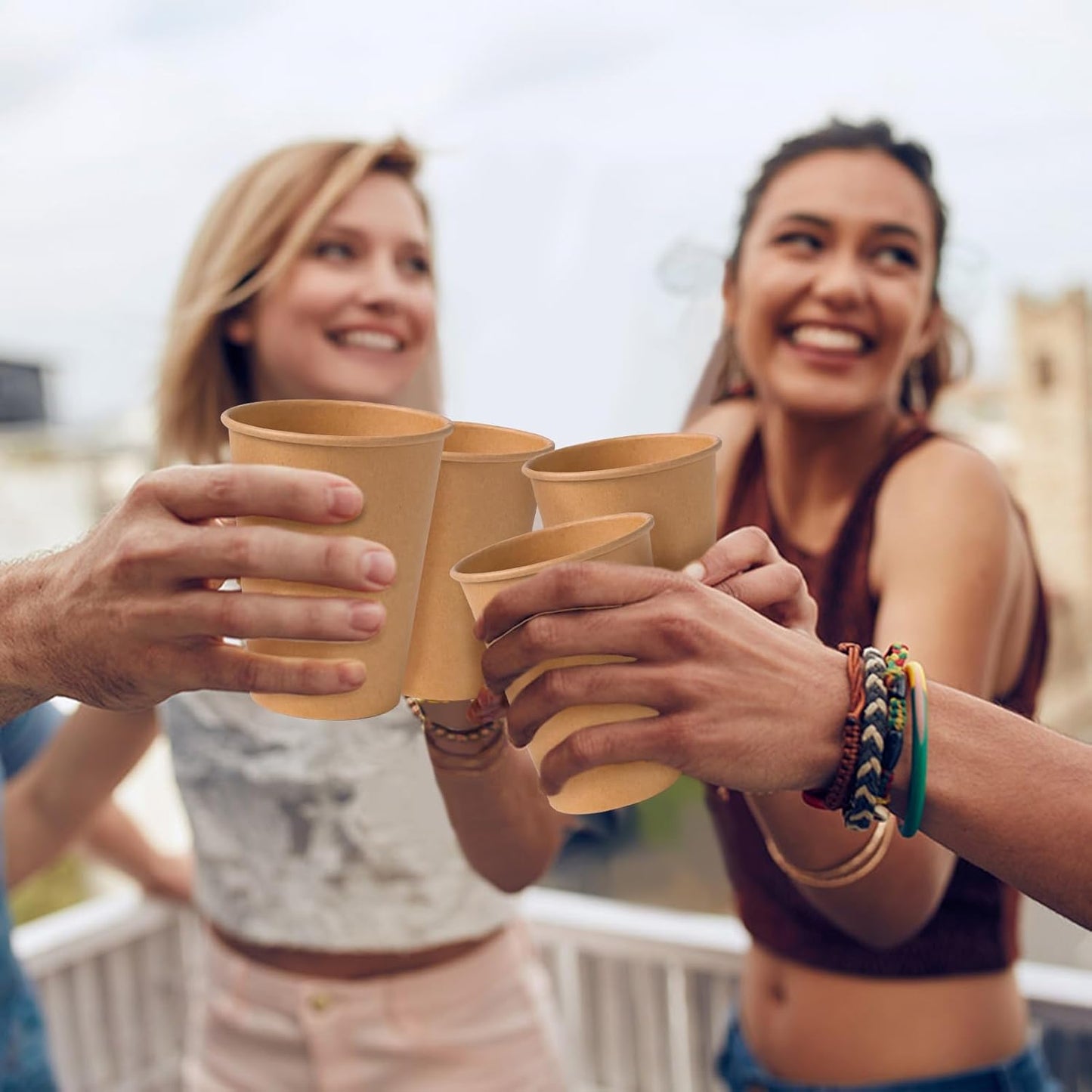 300 Pack 12 oz Kraft Paper Cups, Unbleached Disposable Paper Coffee Cups, Thickened Hot/Cold Beverage Drinking Cup for Party, Home, Cafes, Bistros, Businesses (Brown)