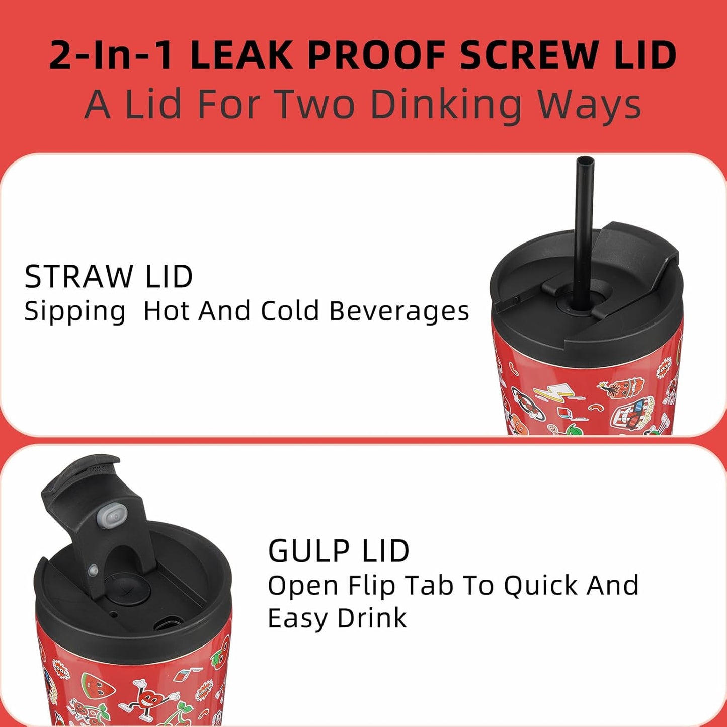 BJPKPK 22oz Tumbler With lid And Straw Stainless Steel Travel Coffee Mug Insulated Tumblers Cups,Passionate Red