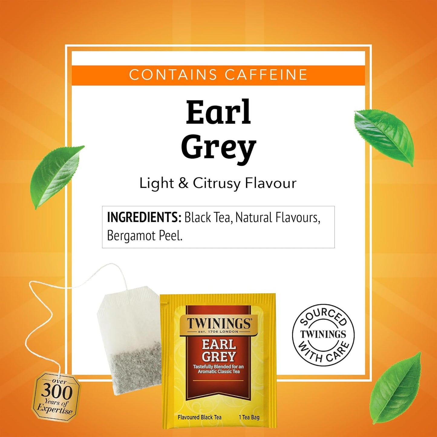 Twinings Earl Grey Black Tea Individually Wrapped Bags, 20 Count (Pack of 6), Flavoured with Citrus and Bergamot, Caffeinated, Enjoy Hot or Iced, 120 Teabags