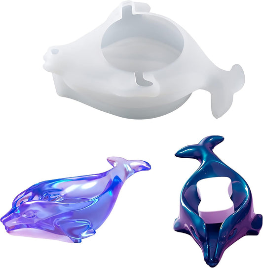 Self-Draining Dolphin Soap Holder Silicone Resin Mold, Dolphin Soap Holder DIY, Epoxy Resin Casting Mold for Soap Tray, Silicone Mold for Soap Holder