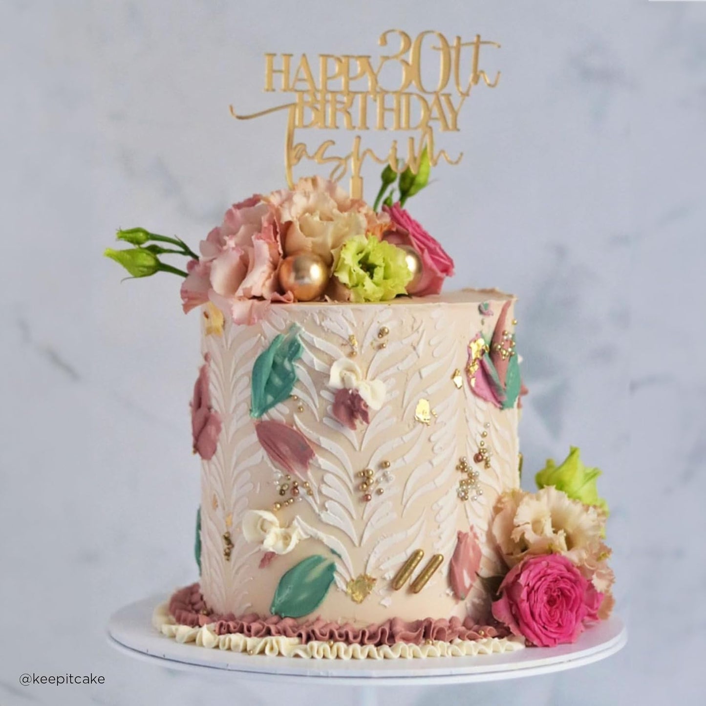 Cake Stencil - Seamless Delicate Pattern for Decorating Tall Double Barrel Cake to Use with Buttercream, Royal Icing, Ganache, Paint, Airbrush (OLLO)