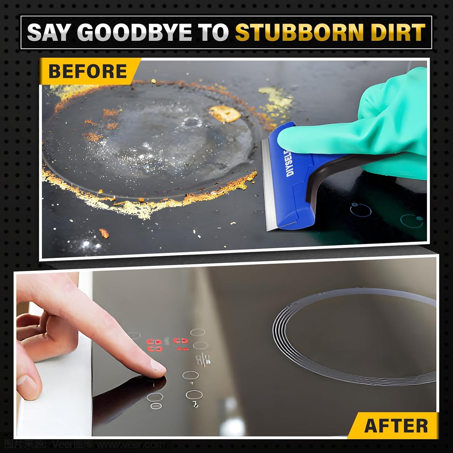 DIYSELF 1 Pack Razor Blade Scraper with 10 Extra Razor Blades, Scraper Tool, Glass Scraper for Cleaning, Glass Stove Top Scraper, Window Scraper, Paint, Cooktop, Oven Scraper, Razor Scraper Tool