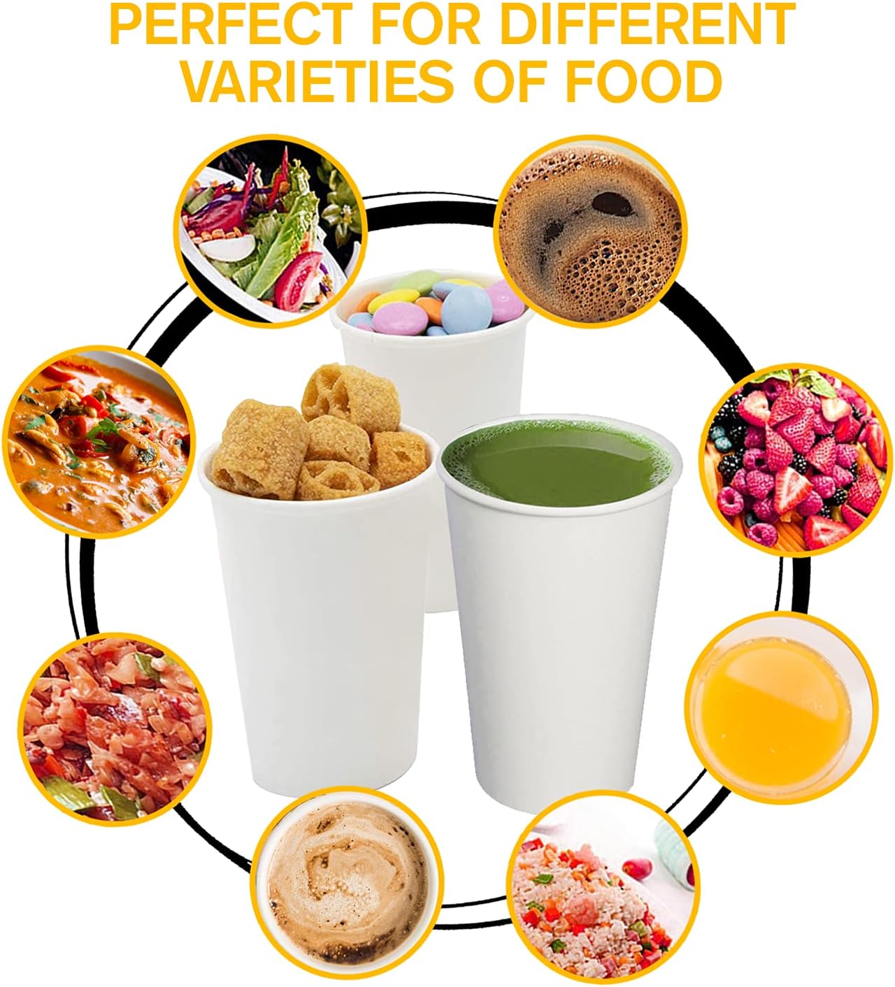 Smygoods White Disposable Paper Coffee Cups with Lids (24 OZ, 50 Count) For Hot Beverages, Tea, Espresso, Cocoa - To Go Drink Containers, Café & Office