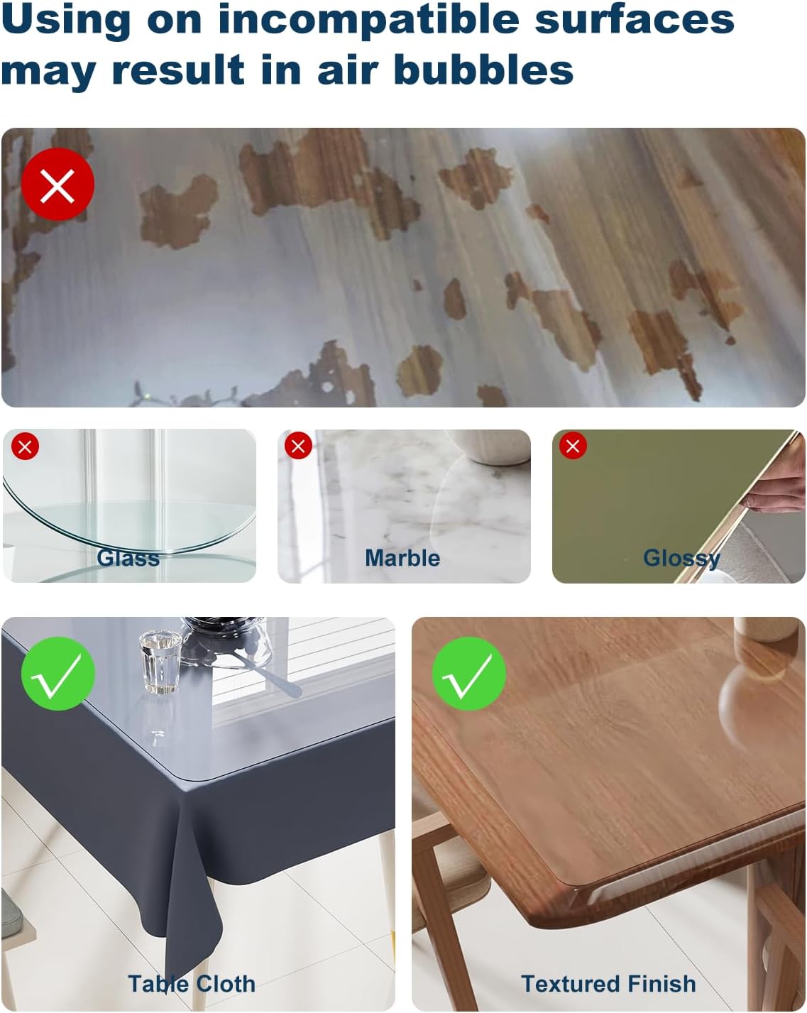 Crystal Clear Plastic Table Cover Protector, 36" x 54" Spill Resistant Easy Flat PVC Desk Pad Mat, 1.5mm Thick Rectangle Vinyl Table Top Protector for Dining Room Table, Office, Dresser