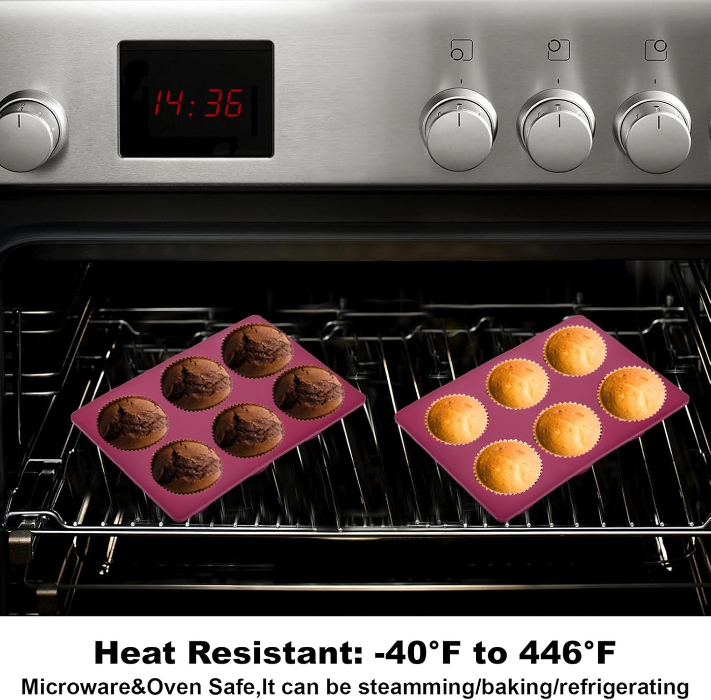 Silicone Muffin Pan 1 Pack, 6-Cavity Chocolate Molds Silicone, Nonstick BPA Free Silicone Baking Molds, Dishwasher & Microwave Safe Muffin Tin, Easy To Use and Clean Candy Molds