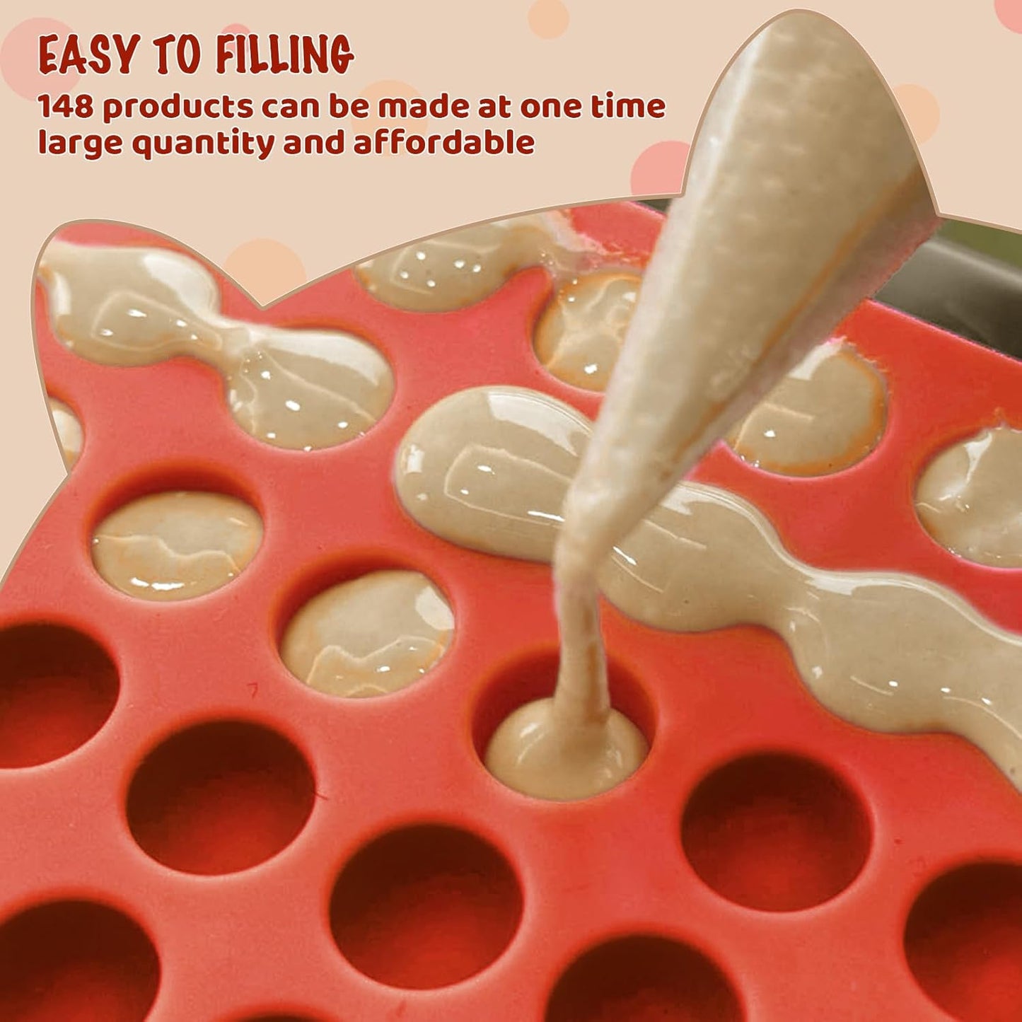 HKNMTT Mini Semi Sphere Shape Molds Silicone, 148 Cavities Round Baking Moulds for Dog Treats Snack Candy Chocolate Chip Cookie Wax Yogurt Melts, Oven Safe Small Half Ball Pellet Sheets