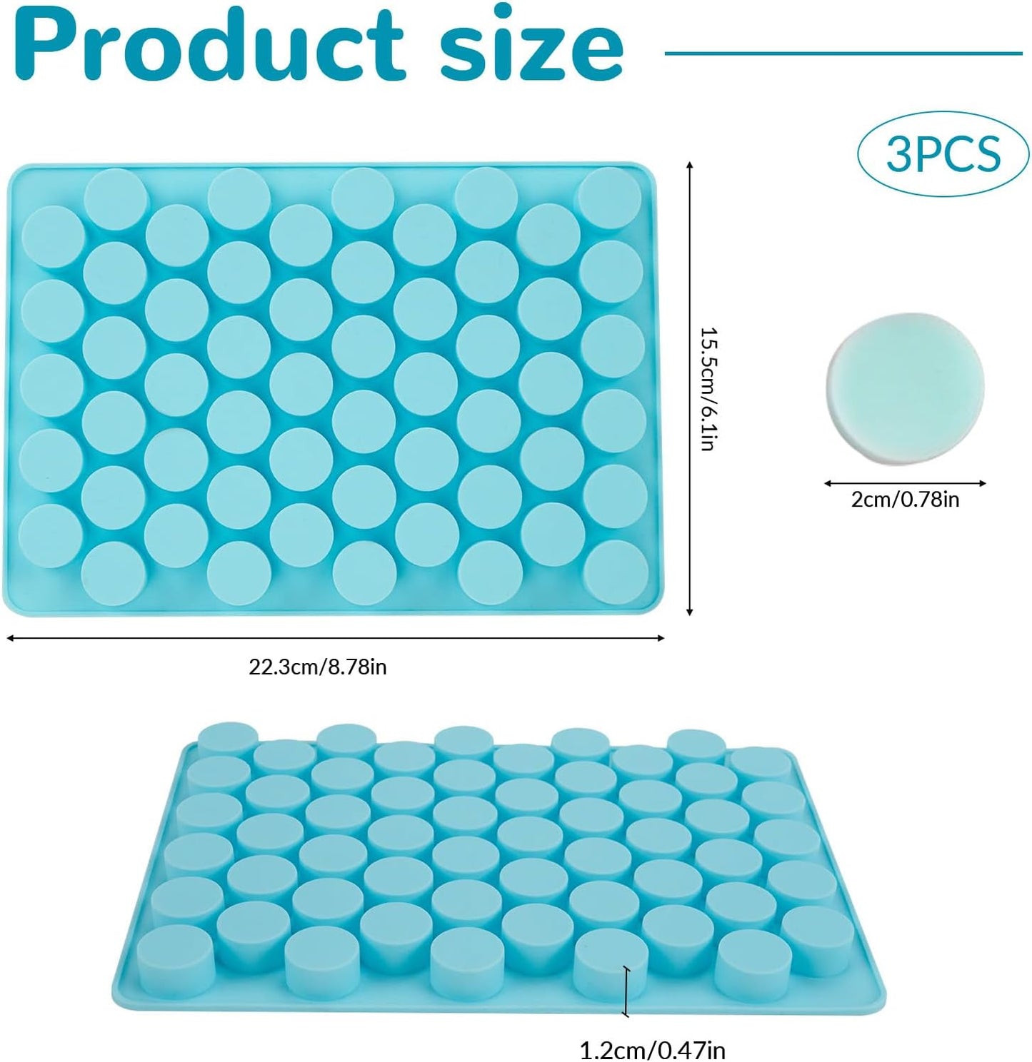 3 Pcs Round Chocolate Silicone Molds for Candy, Gummy, Caramels, Ganache, Ice Cubes, 55 Cavity Per Piece