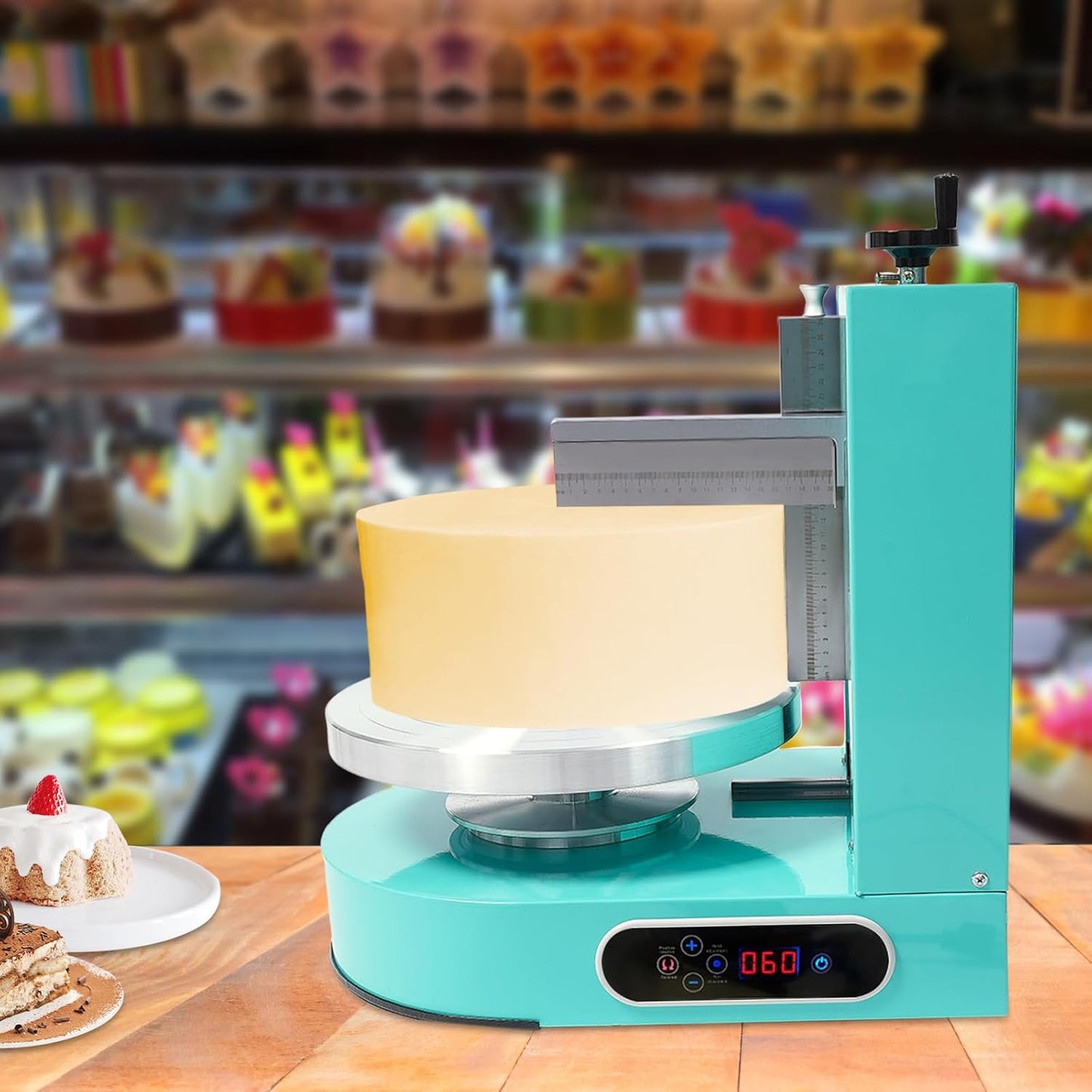 Cake Decorating Coating Machine Automatic Cake Cream Spreading Coating Filling Machine Birthday Cake Cream Smoother Bread Cream Spreading Machine Suitable for 4-12 In Round Cake (Green)