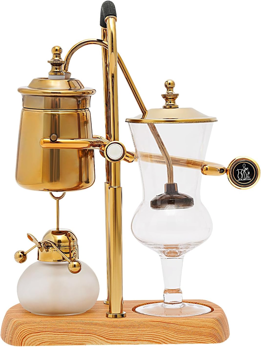Belgian Luxury Royal Family Balance Syphon Coffee Maker Belgium Siphon Brewer Elegant Design Retro-Style Gravity Vintage Coffee Maker Vacuum Brewing System Copper (Gold)