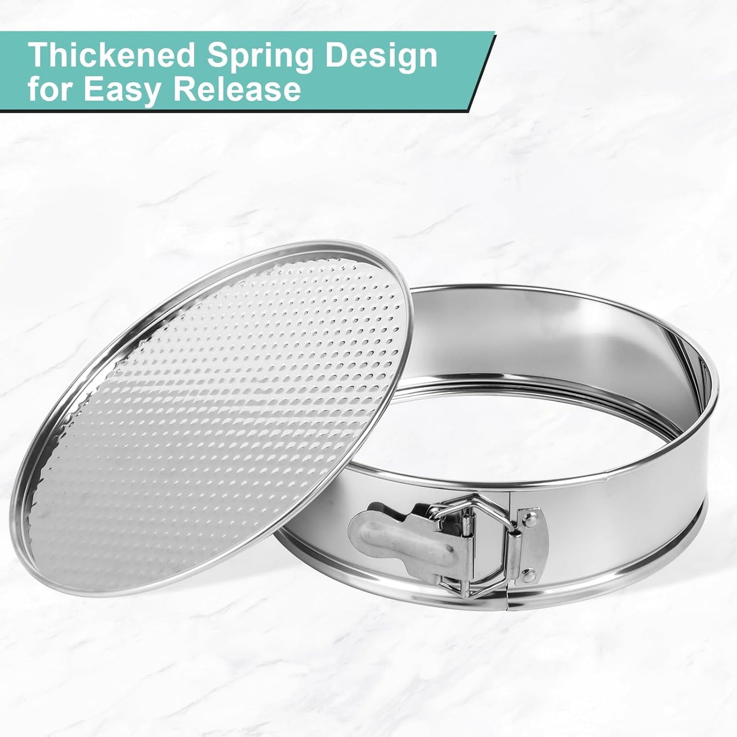 10-inch Stainless Steel Springform Pan with Silicone Protector, Removable Bottom, Parchment Paper, Decorating Kit Piping Bags and Tips- Great for Birthday Parties