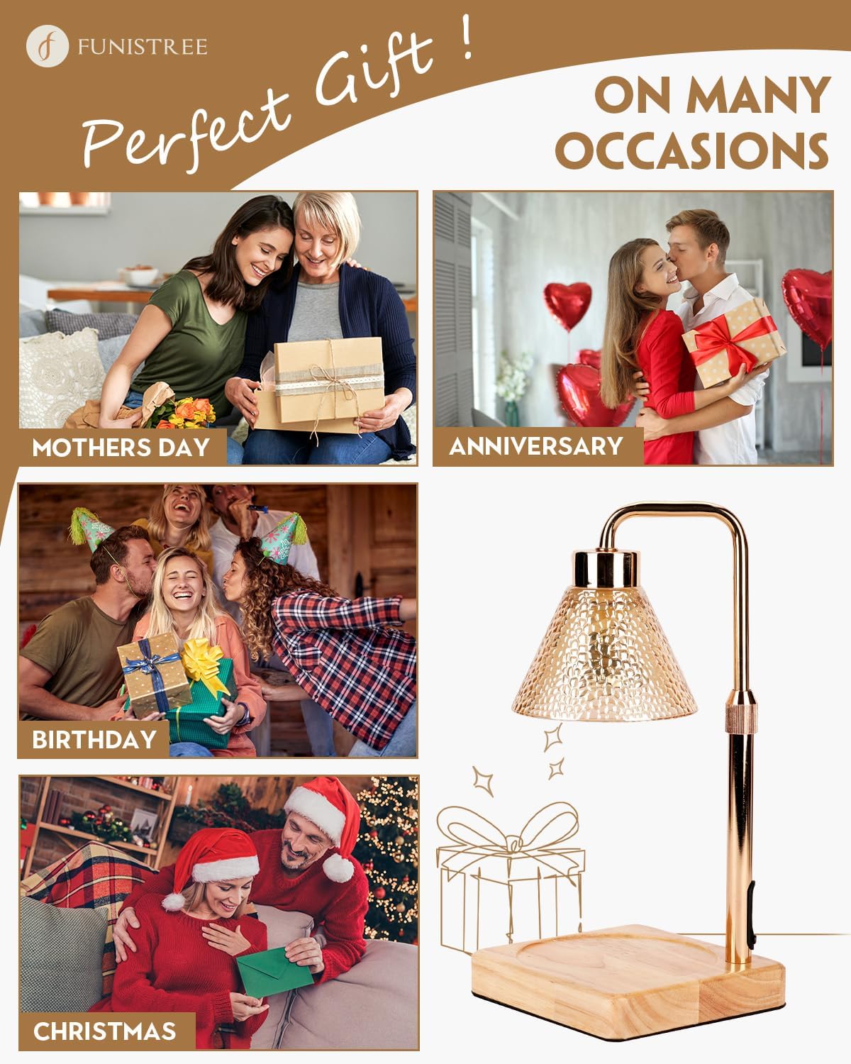 Candle Warmer Lamp with Timer Dimmable, Adjustable Height, Anniversary Women Gifts for Her Girlfriend, House Warming Gifts New Home Room Decor, Wax Warmer Lamp for Jar Candles with 2 Bulbs