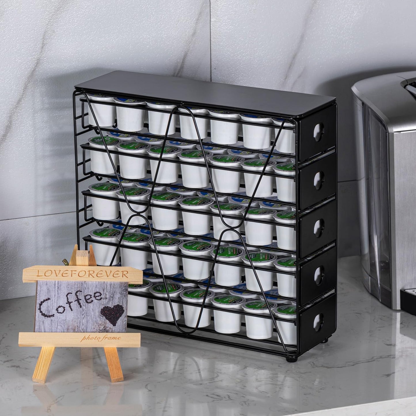 FlagShip K Cup Organizer for Keurig Pod Drawer Large Mullti Tier Coffee Pod Holder(70 Pods Capacity)