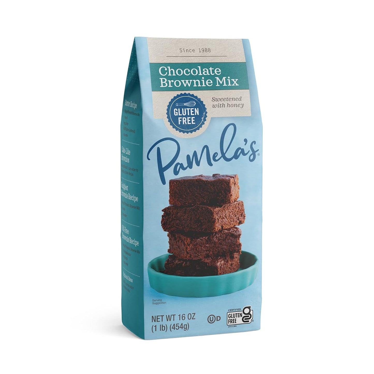 Pamela's Gluten Free Chocolate Brownie Mix, Sweetened With Honey, Non Dairy & Wheat Free, 16-Ounce Bag (Pack of 6)