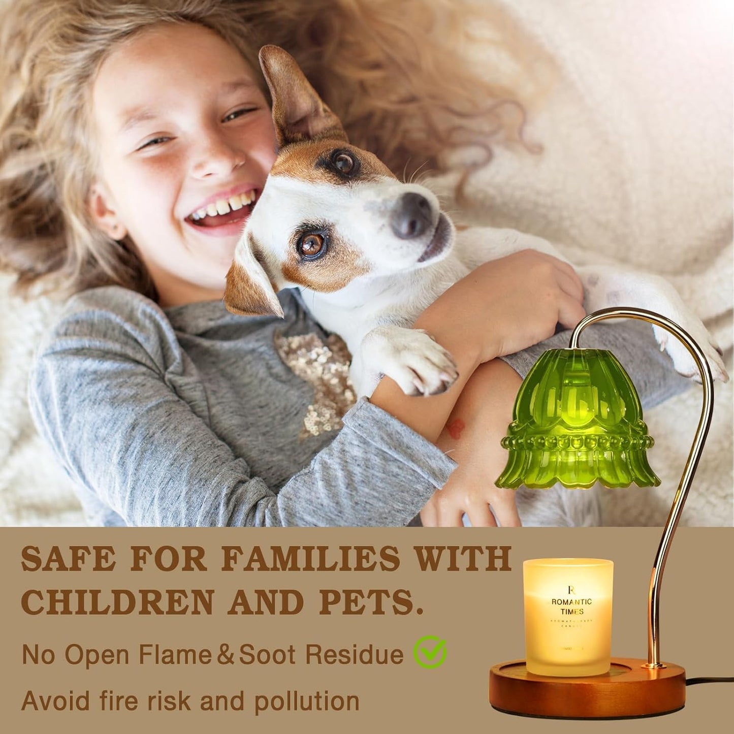 Dimmable Candle Warmer Lamp with Timer, Green Flower Candle Lamp Warmer for Jar Candles, Unique Women Mom Birthday Gifts Ideas, Fall Decor for Home Bedroom Living Room