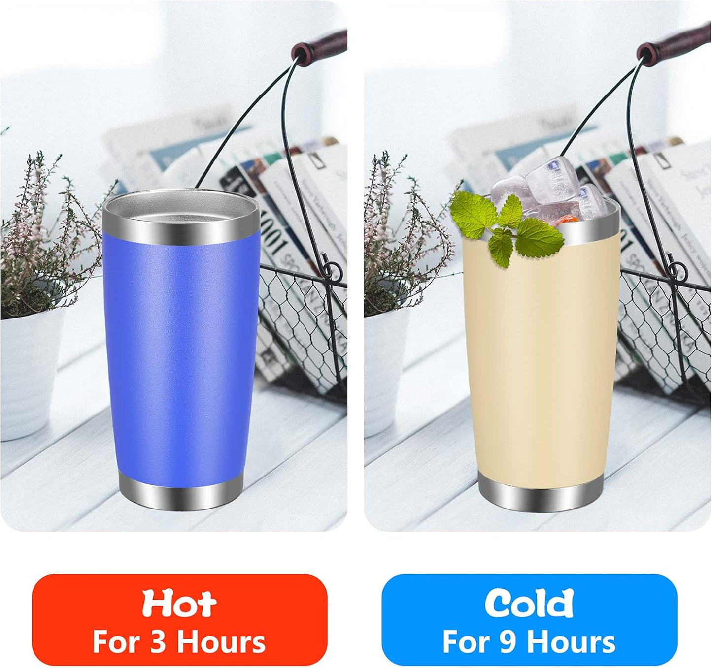 VEGOND 20oz Tumbler with Lid and Straw Stainless Steel Tumbler Cup Bulk Vacuum Insulated Double Wall Travel Coffee Mug Powder Coated Coffee Cup (Bluish Violet 12 Pack)