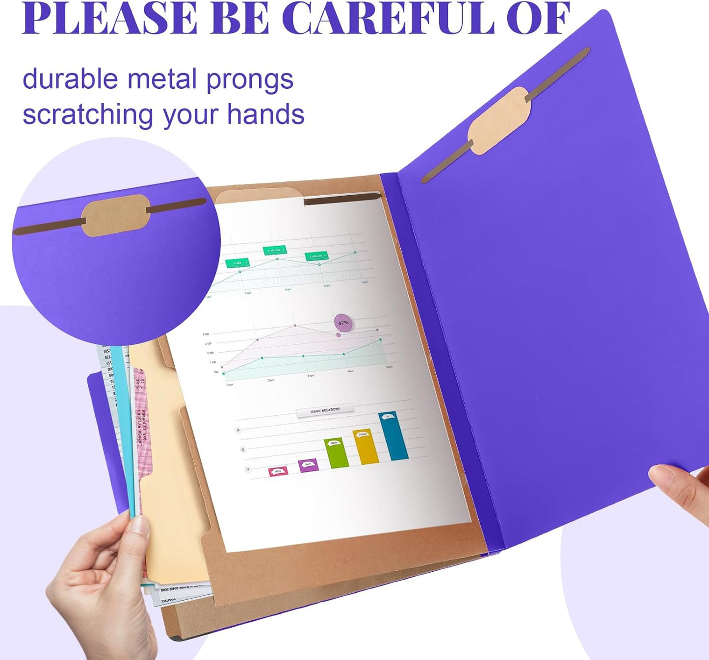 24 Pcs Classification Folders Letter Size, Back to School Supply for Teacher, Student, 2 Pocket Dividers Pressboard File Folder Bulk with 2 Fasteners, 2 in Expanding File Organizer (Purple)