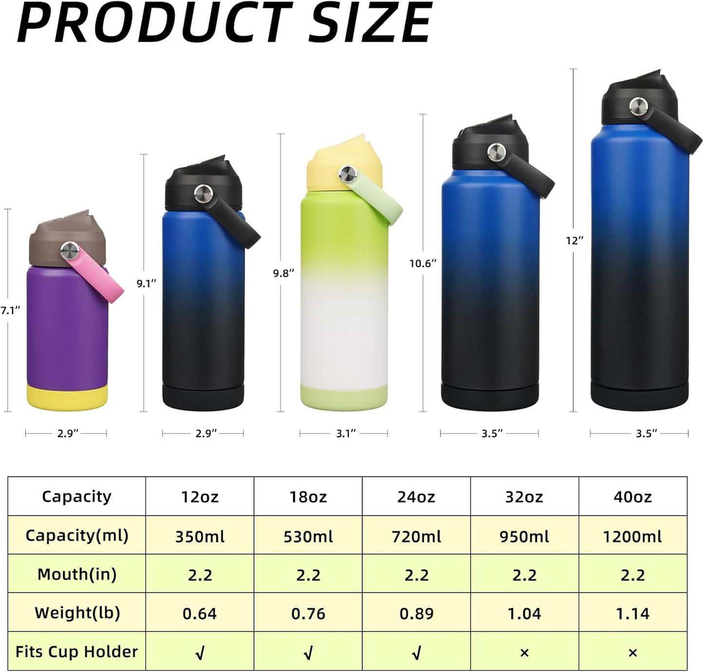 BJPKPK Water Bottle with Straw Lid, 24oz Vacuum Insulated Water Bottles, Metal Stainless Steel Thermos for Sports, Travel, BPA Free Leak Proof Thermos, Cups, Flasks, Tumblers,Green