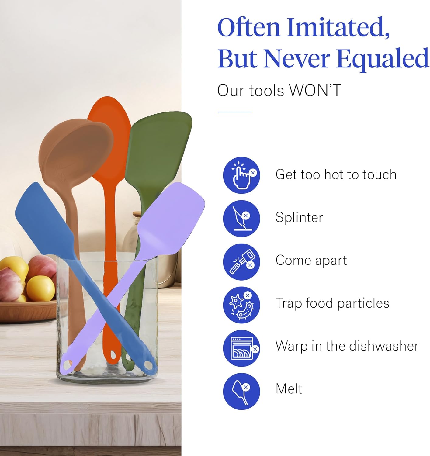 GIR: Get It Right Spatula Set for Cooking - 5-Piece Mediterranean Color - Heat Resistant to 425°F & No-Scratch on Nonstick Cookware - Dishwasher-Friendly Cooking Utensils & Silicone Spatulas