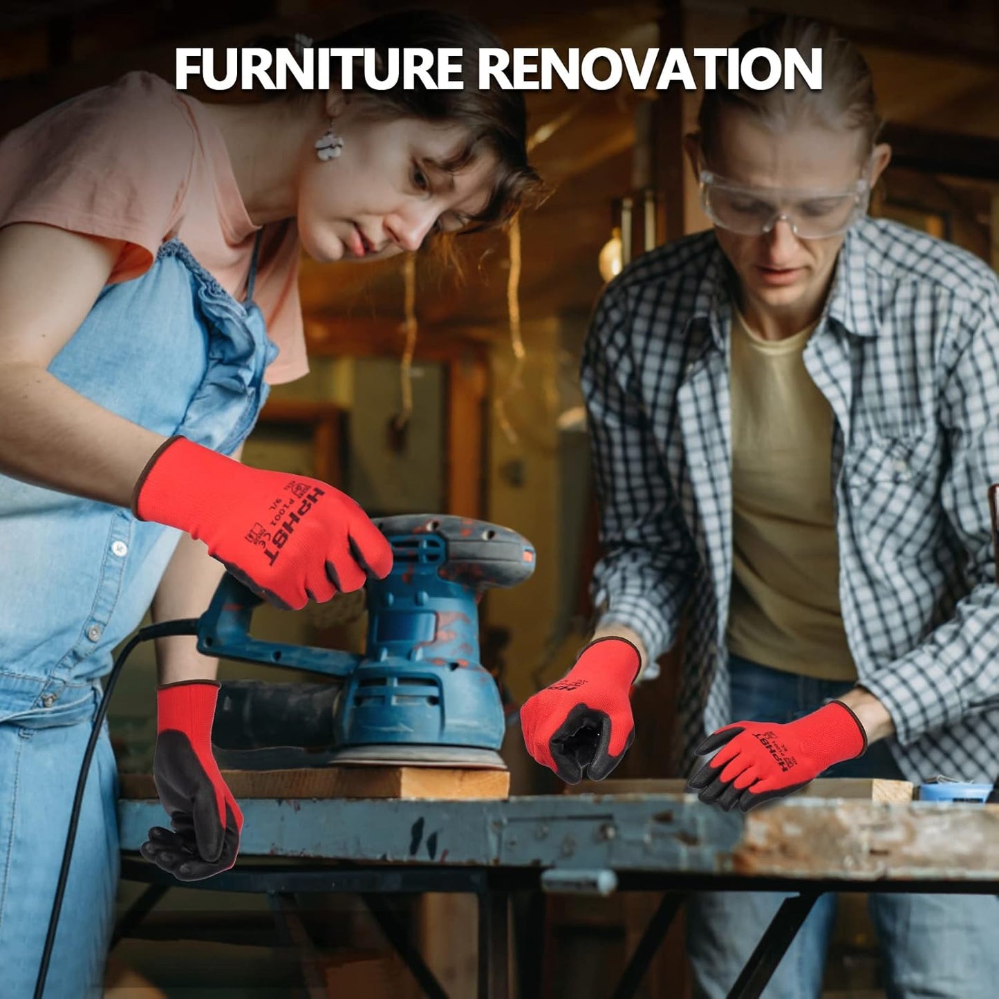 PU Coated Safety Work Gloves, 12 Pairs Work Gloves Mechanic Working Seamless Knit Glove with Polyurethane Coated Smooth