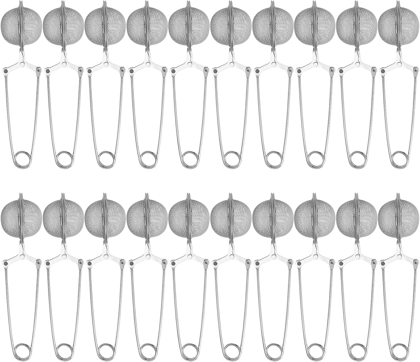 Snap Ball Tea Strainer, Voittozege 20 Pcs Premium Stainless Steel Tea Infuser with Handle Tea Infuser Filter with Tong Pincer Steeper Reusable for Loose Leaf Tea, Spices, Seasonings