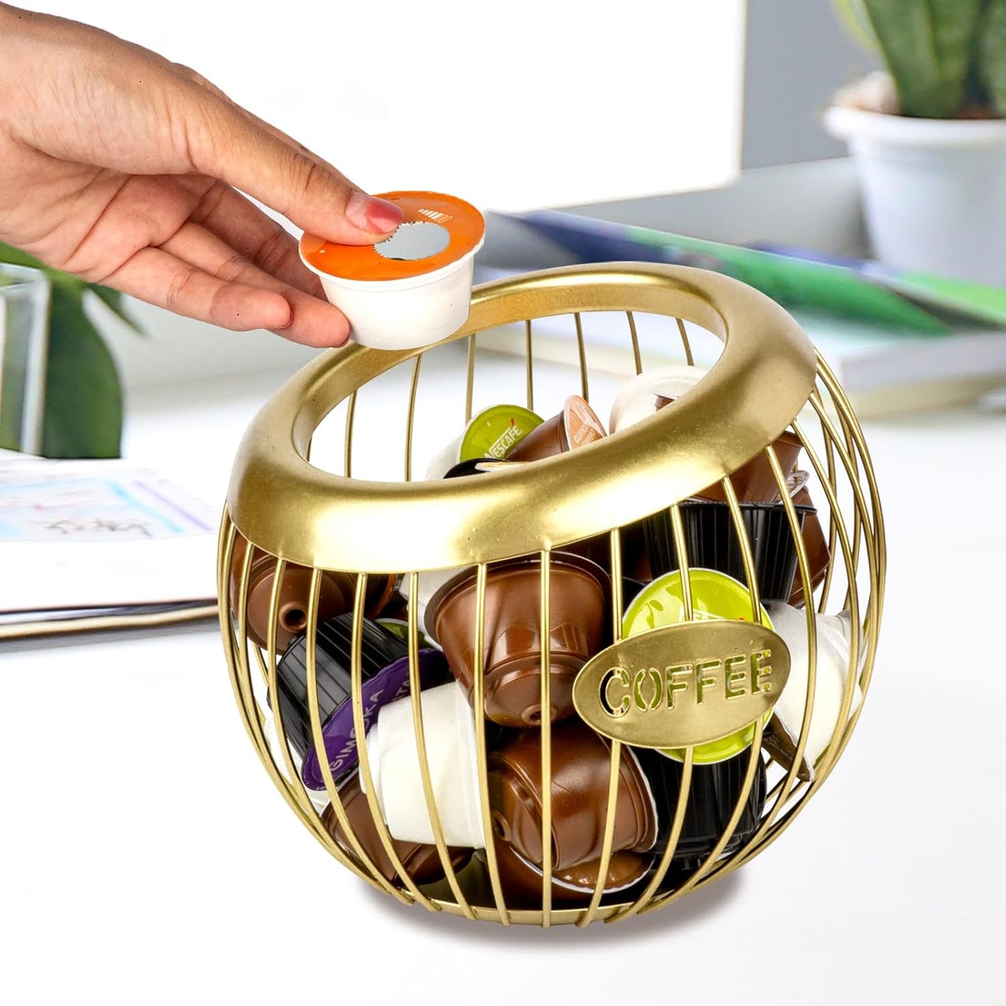 Stainless Steel Cup Coffee Basket pods holder Sturdy for Home or Office Kitchen Counter Organizer Espresso Capsule (GLOD)