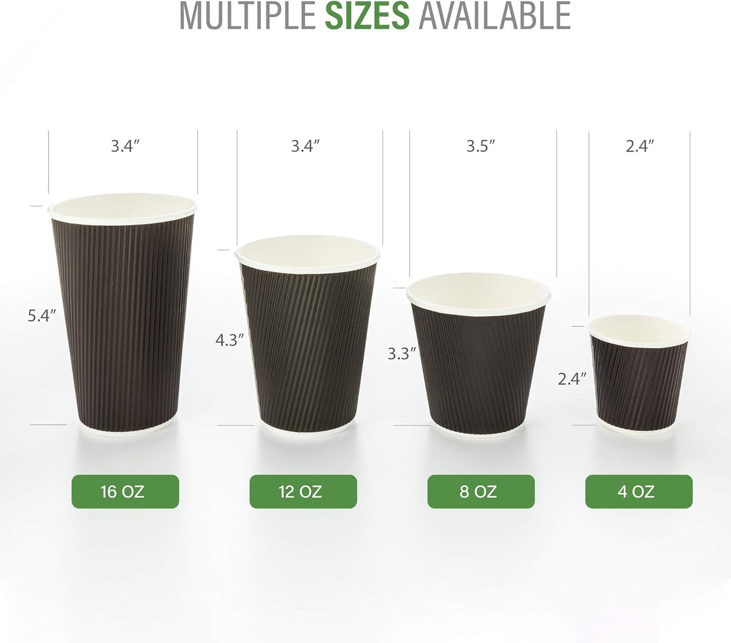 Restaurantware 12 Ounce Double Wall Disposable Coffee Cups, 500 Insulated Black Paper Tumblers with Rolled Rim Design, Lids Sold Separately for Hot Drinks like Tea, Hot Chocolate and More