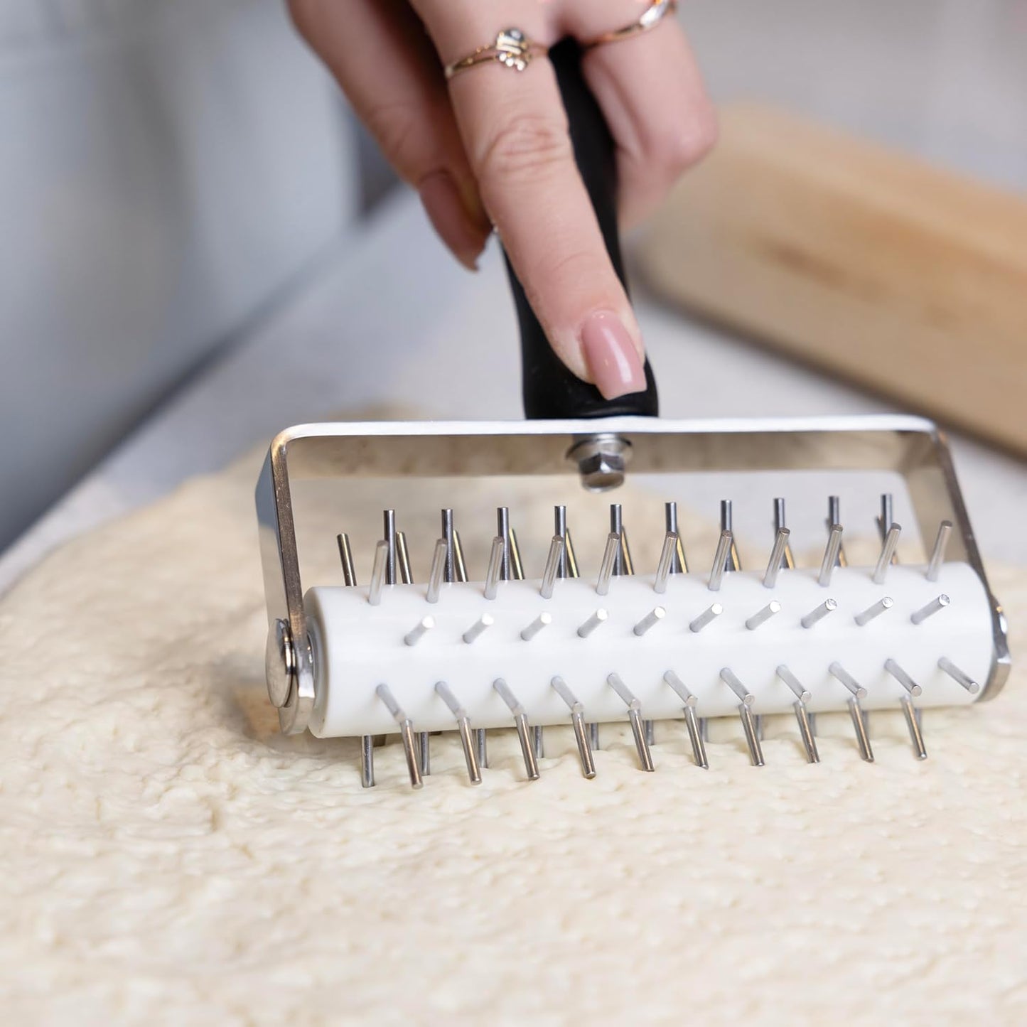 Outset Pizza Dough Docker, 5" x 8" Pizza Accessory That Prevents Bubbles