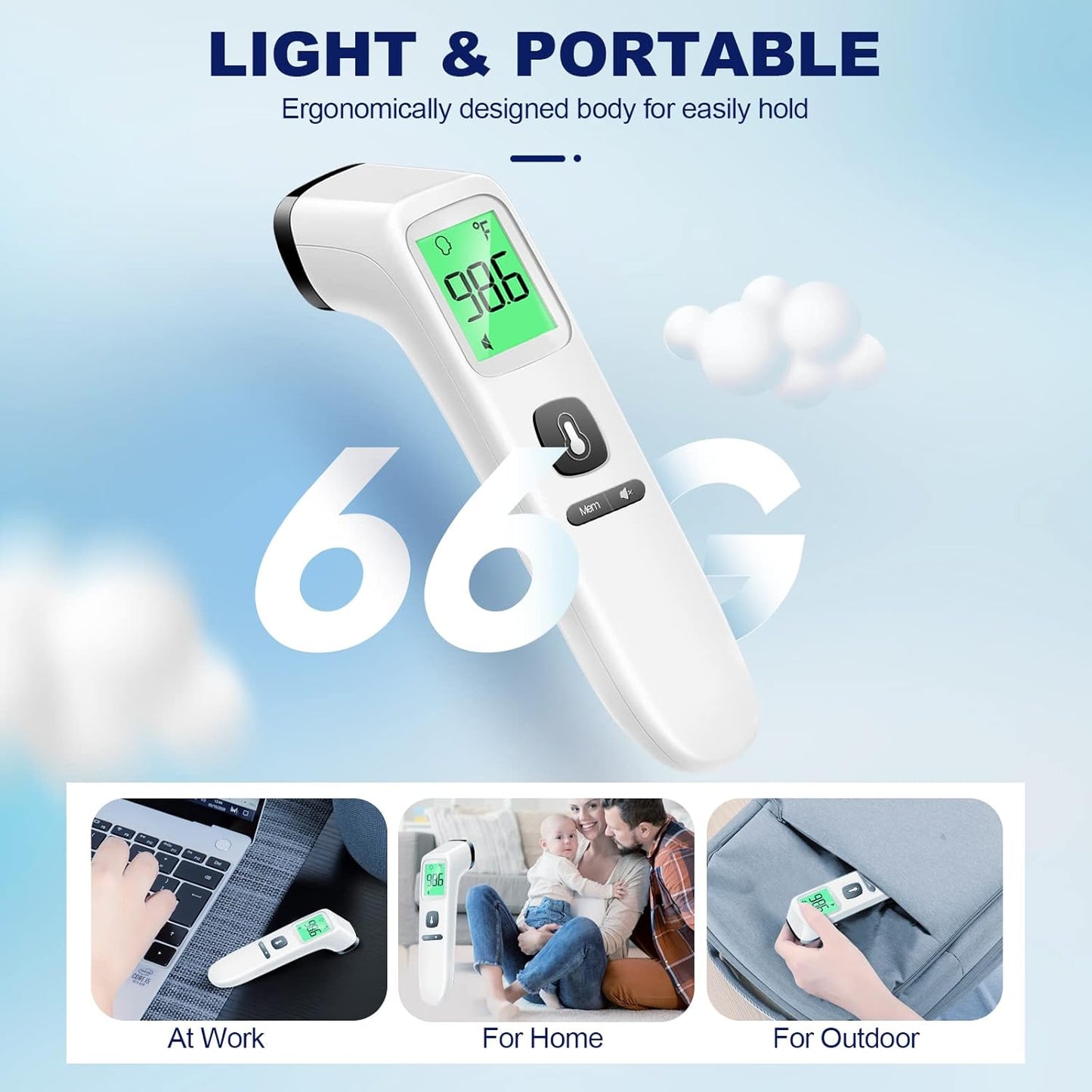 No-Touch Thermometer for Adults and Kids, Digital Accurate Baby Thermometer with Fever Alarm, 1 Second Fast Result, Easy to use, 2 in 1 Mode