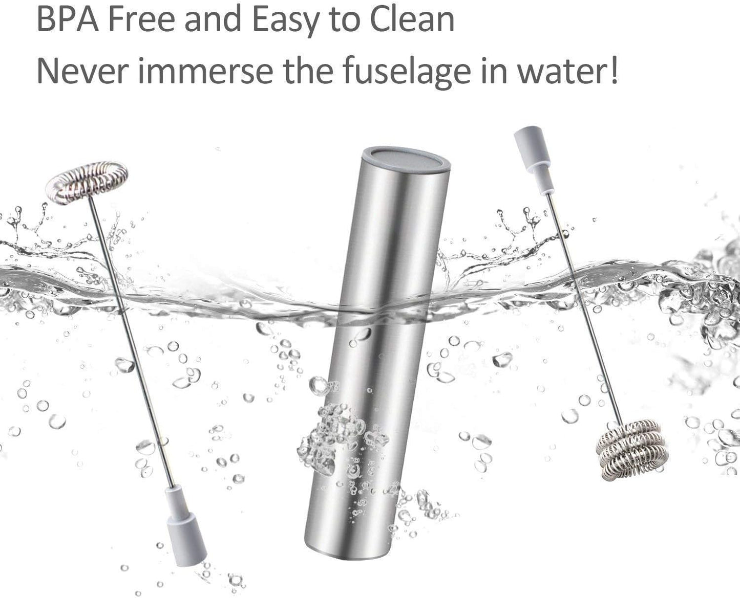 Milk Frother Handheld, Battery Operated Travel Coffee Frother Milk Foamer Drink Mixer with 2 Stainless Steel Whisks for Hot Chocolate, Batteries Included, Silver