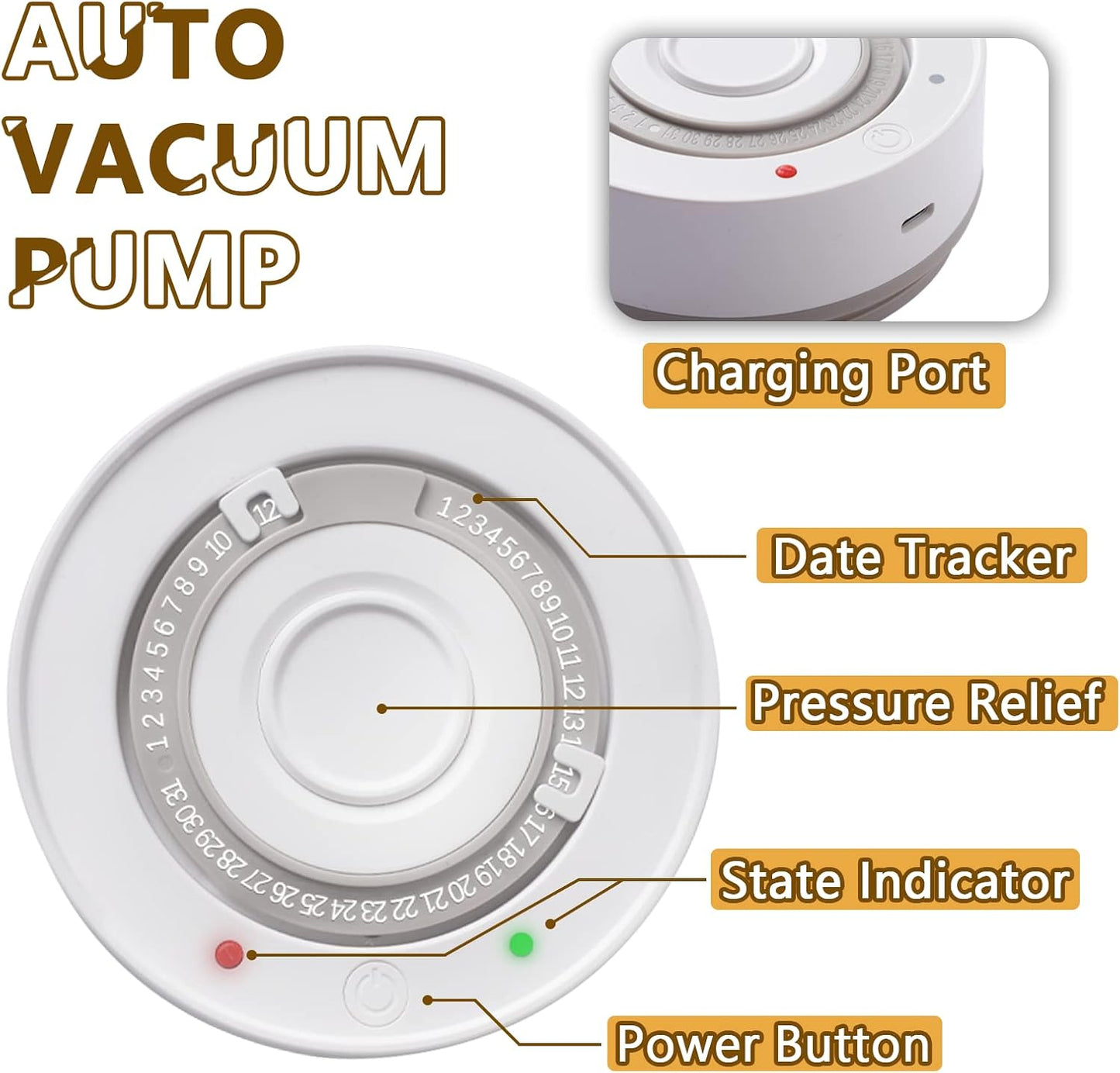 Minidiva Smart Vacuum Container, Automatic Electric Airtight Glass Jar for Food Coffee Storage Meal Prep (White-600ml)