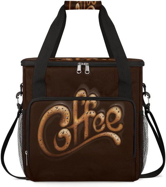 Brown Coffee Cafe Maker Carrying Bag Travel Case Compatible with Keurig K-Mini or K-Mini Plus Portable Single Serve Coffee Brewer Case with Pockets for K-cup Pods