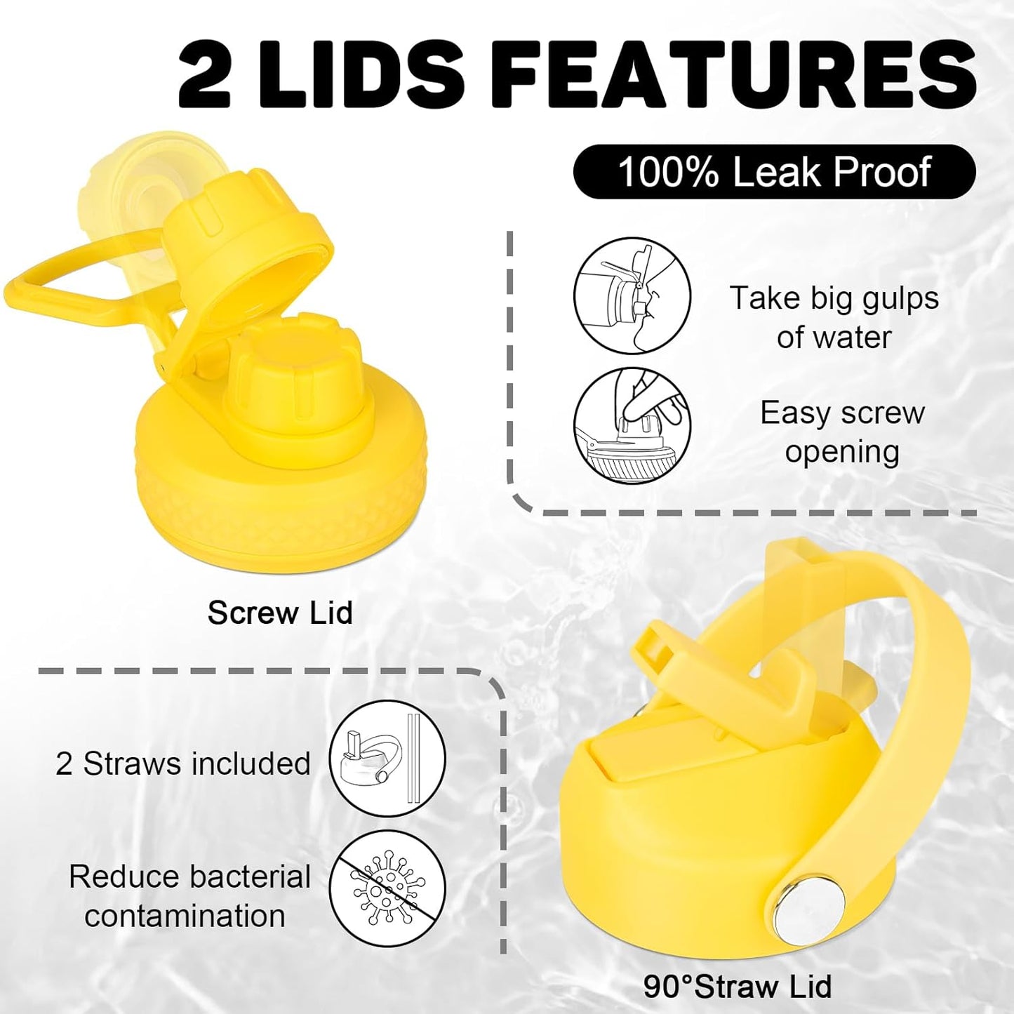 32oz Insulated Water Bottle, Fit in Any Car Cup Holder, Water Bottle with Straw Lids, Stainless Steel Insulated Water Flask Double Wall Leak-proof BPA Free to Keep Cold&Hot