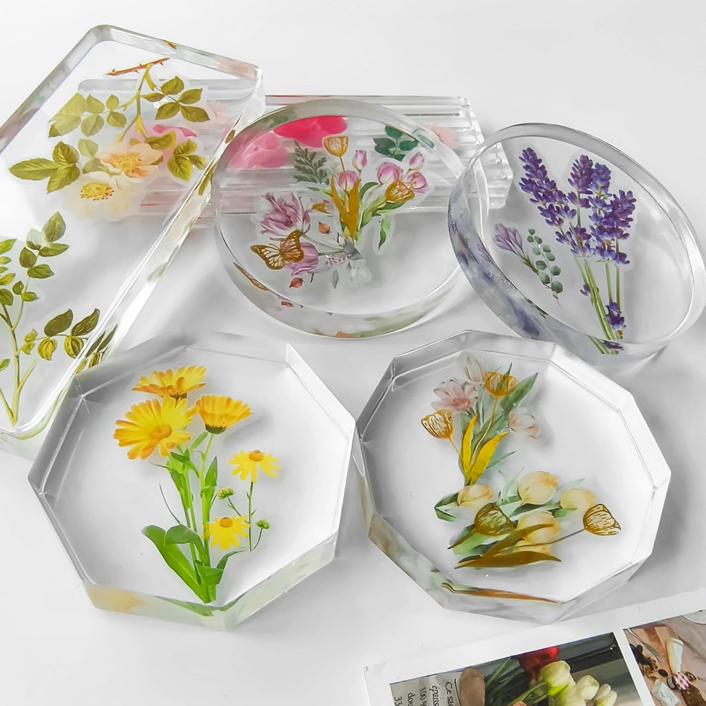 2 Pack Silicone Deep Coaster Molds - Round & Rectangle, 3D & Resin Casting, Craft Supplies - Tray Casting Table Decoration Mold