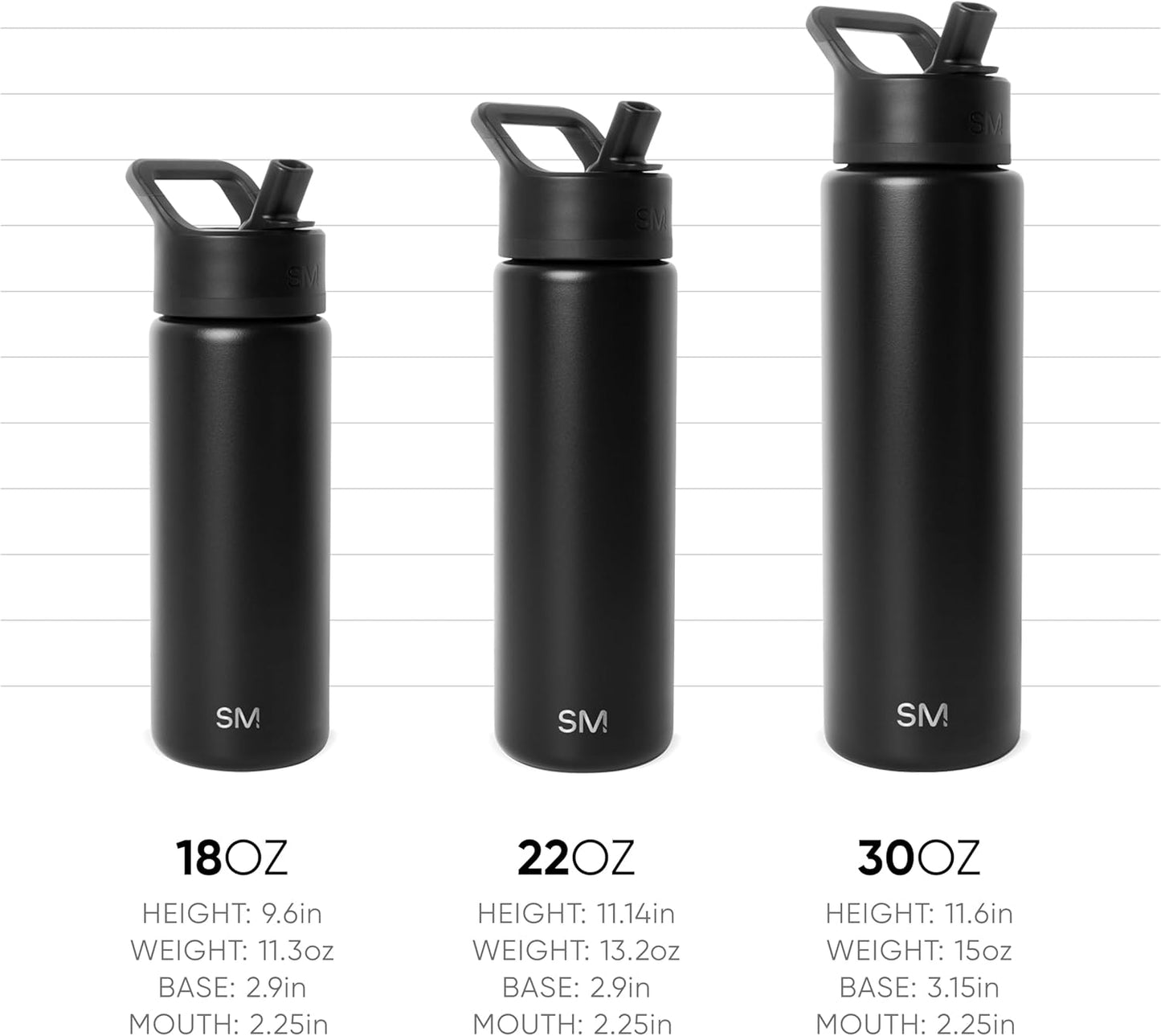 Simple Modern Water Bottle with Straw Lid | Vacuum Insulated Stainless Steel Metal Thermos | Reusable Leak Proof BPA-Free Flask for Sports Gym | Summit Collection | 30oz, Ice Gray