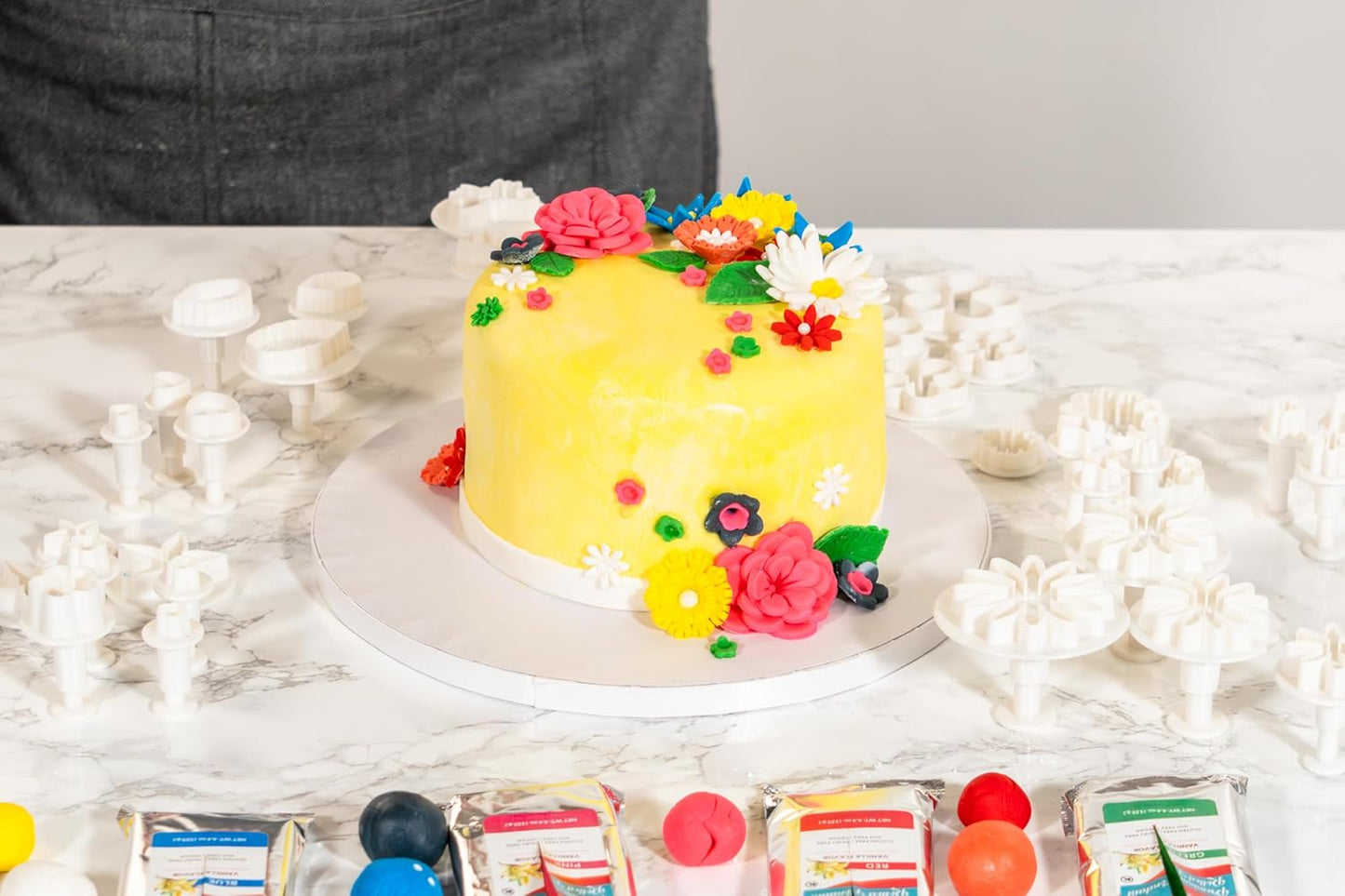 Bakerpan Fondant Tools Set, 47 Pcs Fondant Cake Decorating Supplies, Rolling Pin for Fondant, Gumpaste, Sugar Paste, Fondant Roller, Smoother, Fondant Cutters