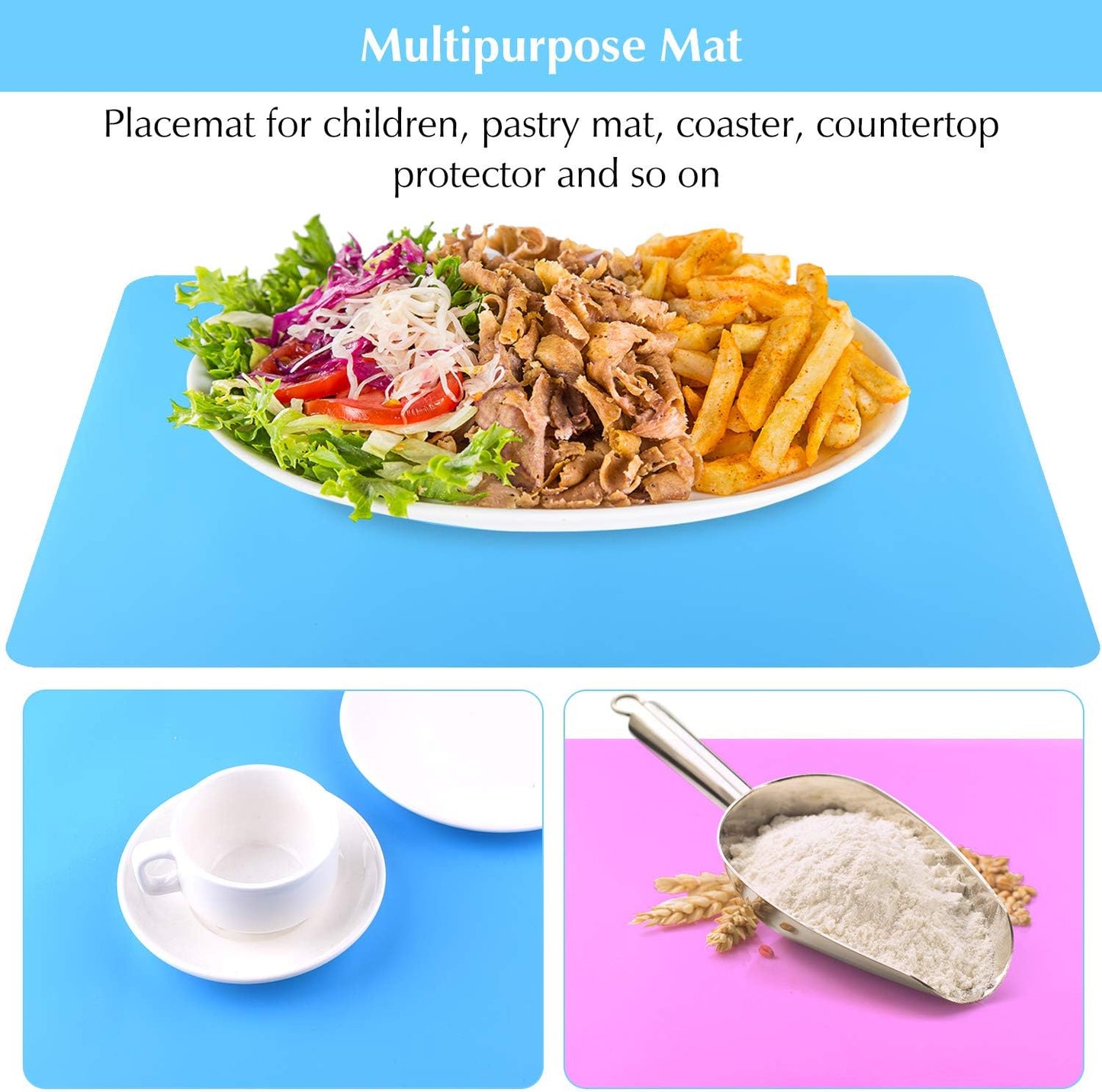 FEPITO 3PCS A3 Extra Large Silicone Sheet for Crafts Jewelry Casting Molds, Multipurpose Silicone Mat, Reusable, Heat Resistant, Food Grade Placemat