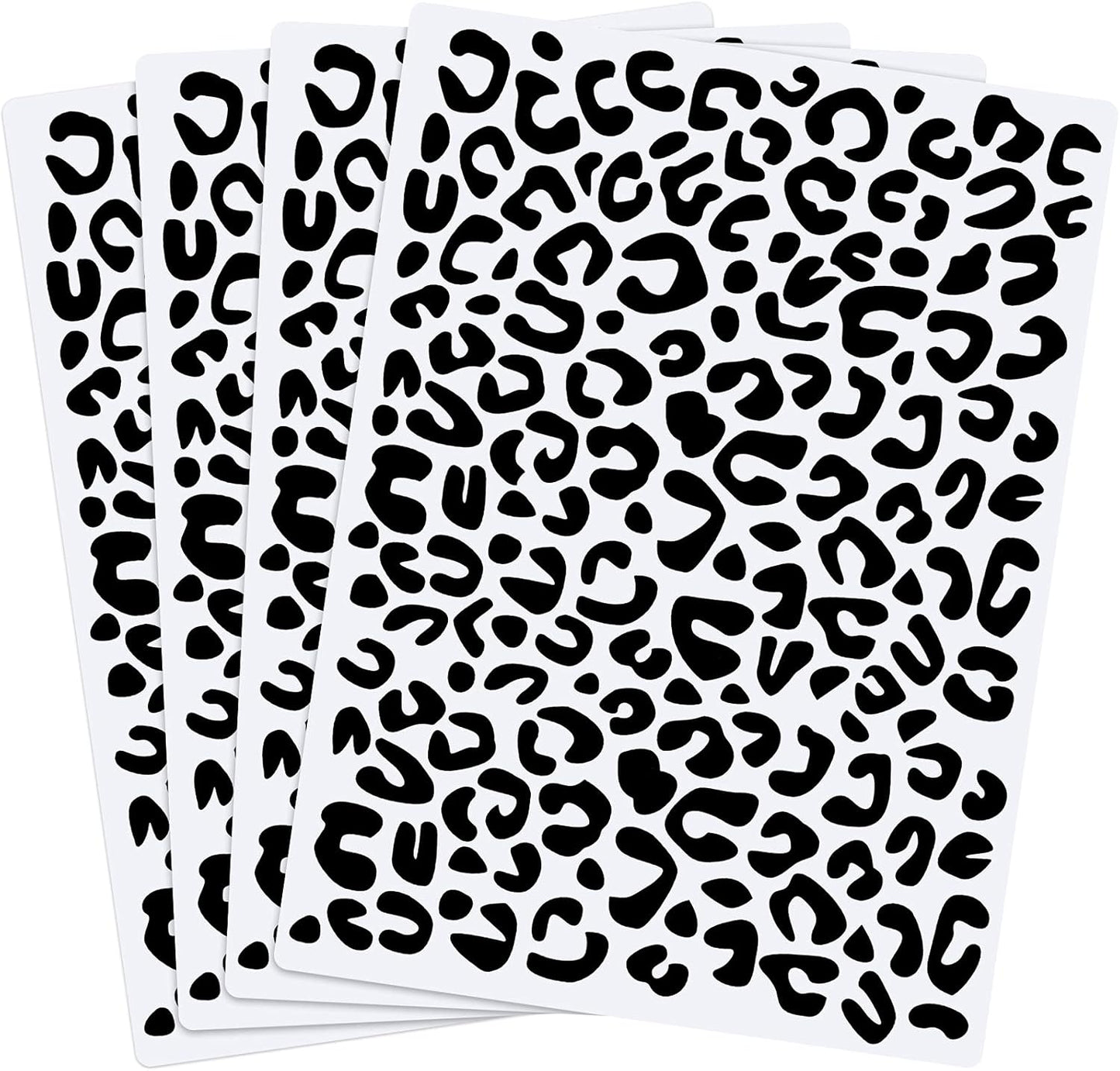 Zonon 4 Pieces Leopard Skin Stencil Reusable Cheetah Paint Stencil Template for Scrapbooking Fabric Drawing Tracing DIY Cake Furniture Wallpaper Floor Decor(8.3 x 11.7 Inch)