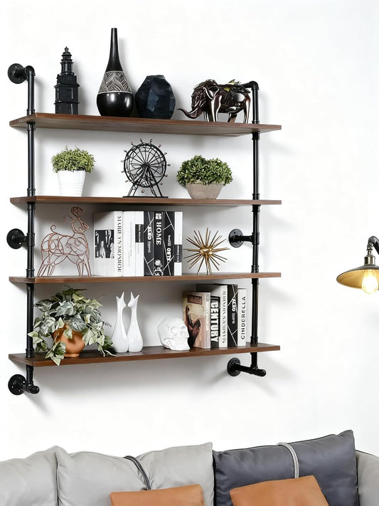 Floating Shelves for Wall,Solid Wood Shelves Industrial Pipe Shelving 36inch for Wall Decor,Kitchen,Living Room