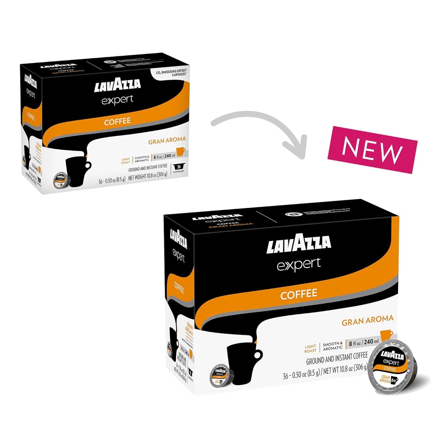 Lavazza Expert Gran Aroma Coffee Capsules, Light Roast, 100% Arabica, Compatible with Lavazza Classy Plus Machine (36 Capsules)