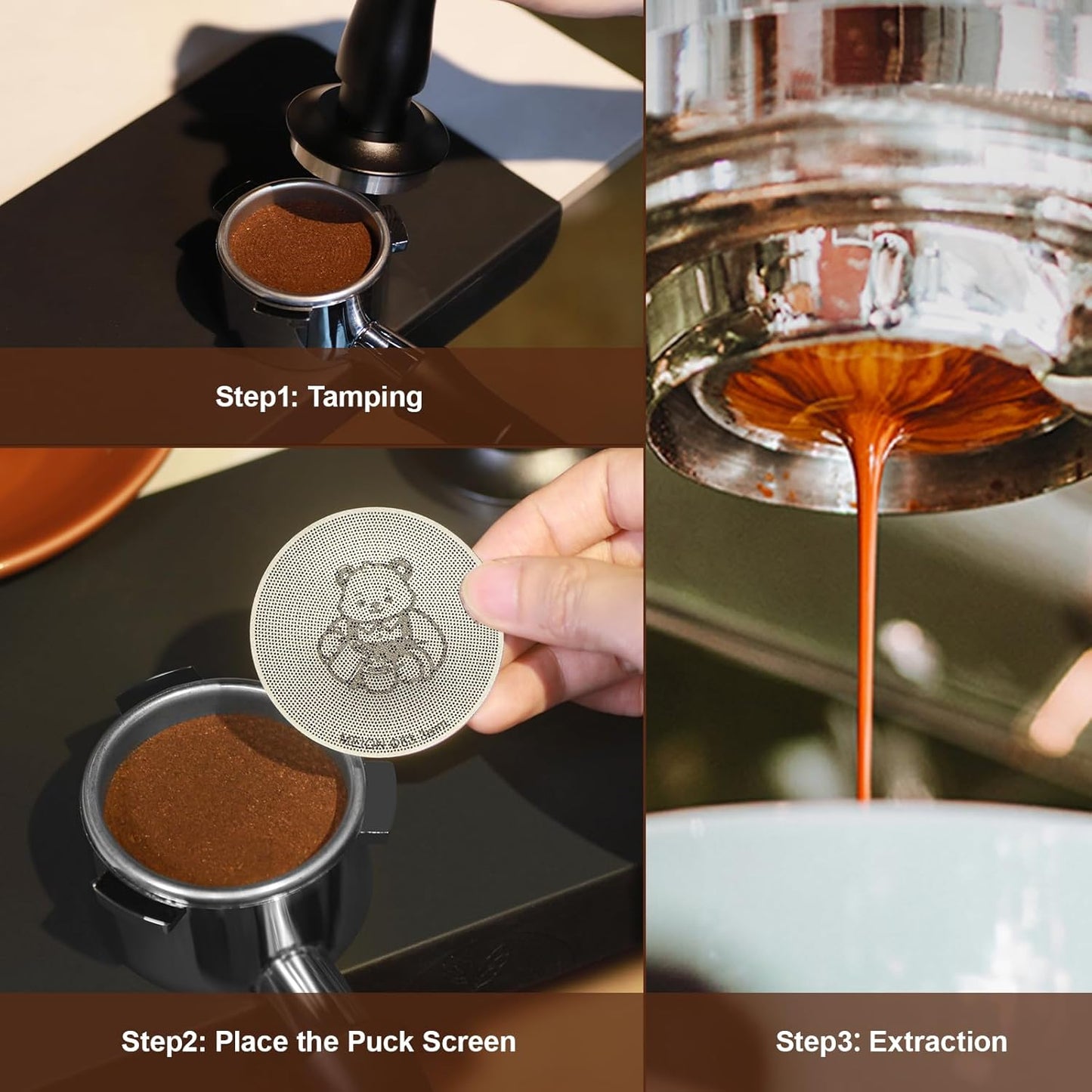 MEION 51mm Espresso Puck Screen-3 Pack 0.2mm Ultra Thin Espresso Puck, Stainless Steel Reusable Coffee Filter, Compatible with Espresso Machine 51mm Portafilter Basket