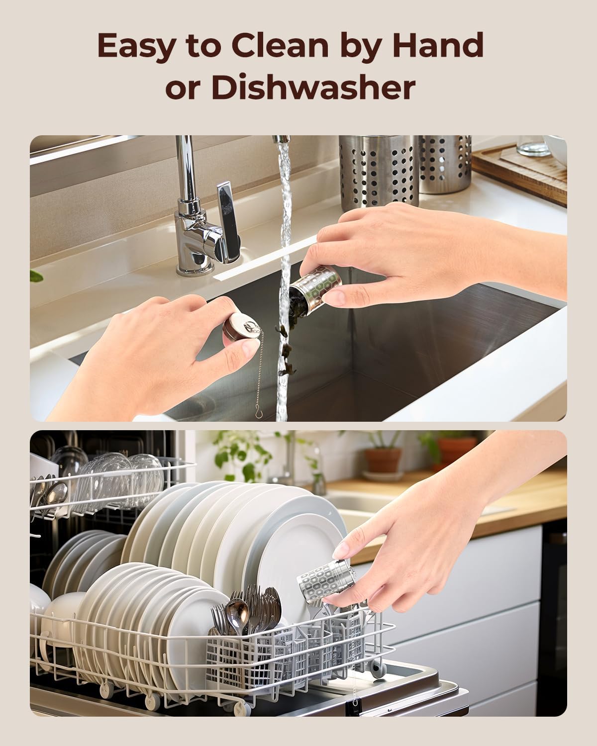 Reinmoson Mini Tea Strainers for Loose Tea, Extra Fine Mesh Tea Infuser, 304 Stainless Steel & Updated Slim Threaded Lid, Loose Leaf Tea Steeper for Black Tea, Rooibos, etc