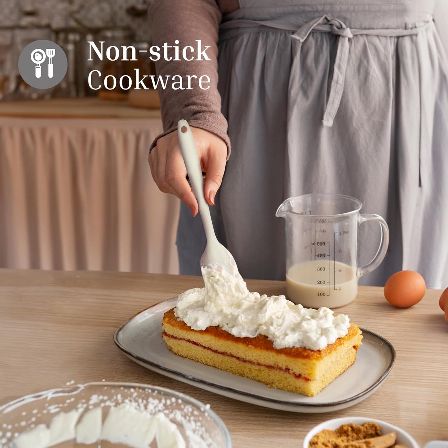 3 Pcs Colorful Silicone Spatula Set, Heat Resistant Rubber Kitchen and Baking Utensils for Non-Stick Cookware with Flexible Edges and Soft Touch Handles