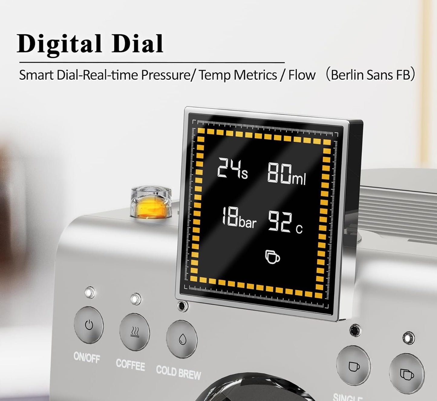 Espresso Machine 20 Bar with Steam Milk Frother, Stainless Steel Espresso maker with LED Display | Cold Brew & Hot Coffee Maker, Professional Cappuccino Expresso Machine for Home and Office