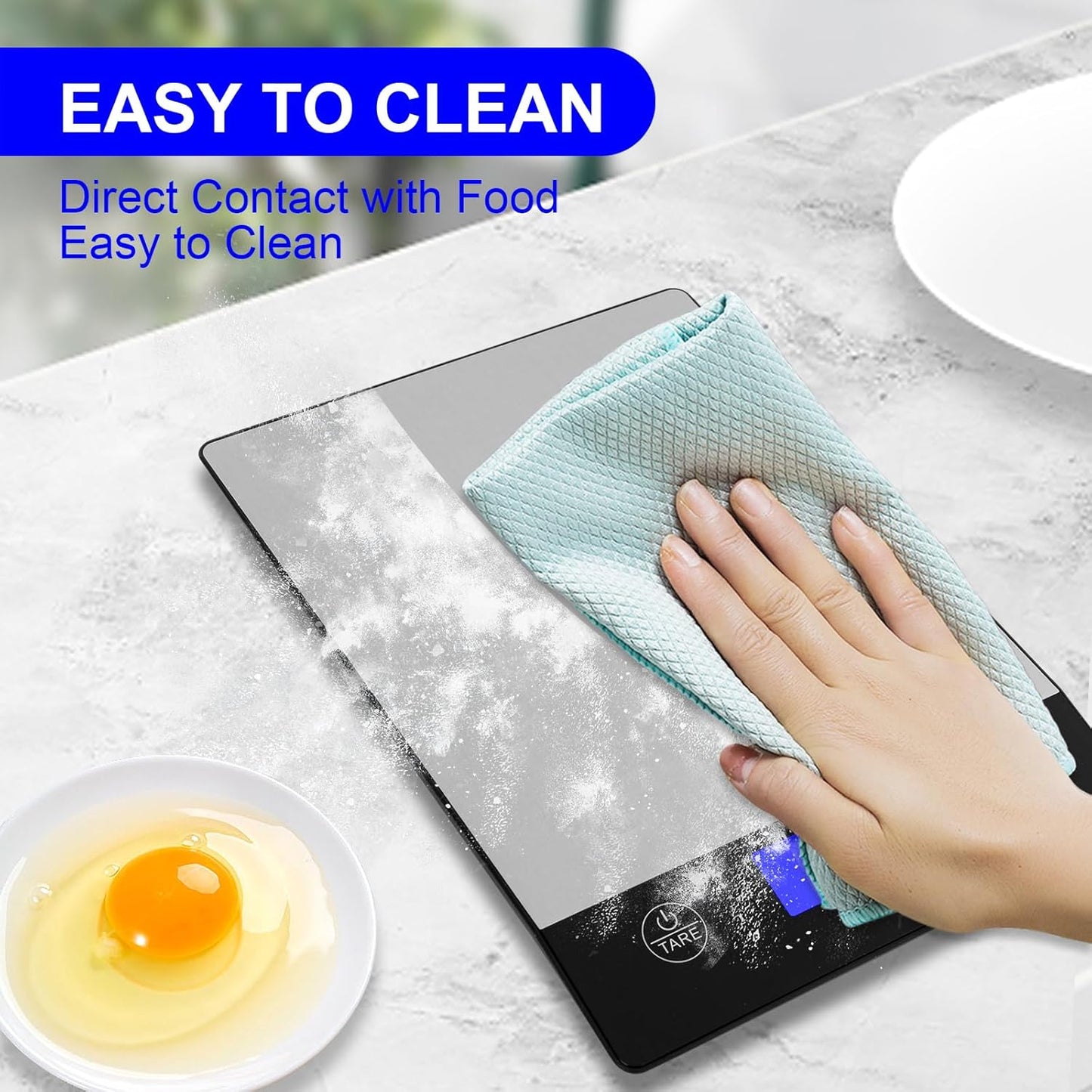 Rechargeable Food Scale, 22lb Digital Kitchen Scale for Food in Gram and Ounce, 0.1oz/1g Precise, 304 Stainless Steel, Perfect for Meal Prep, Cooking, and Baking, Batteries and Charging Cable