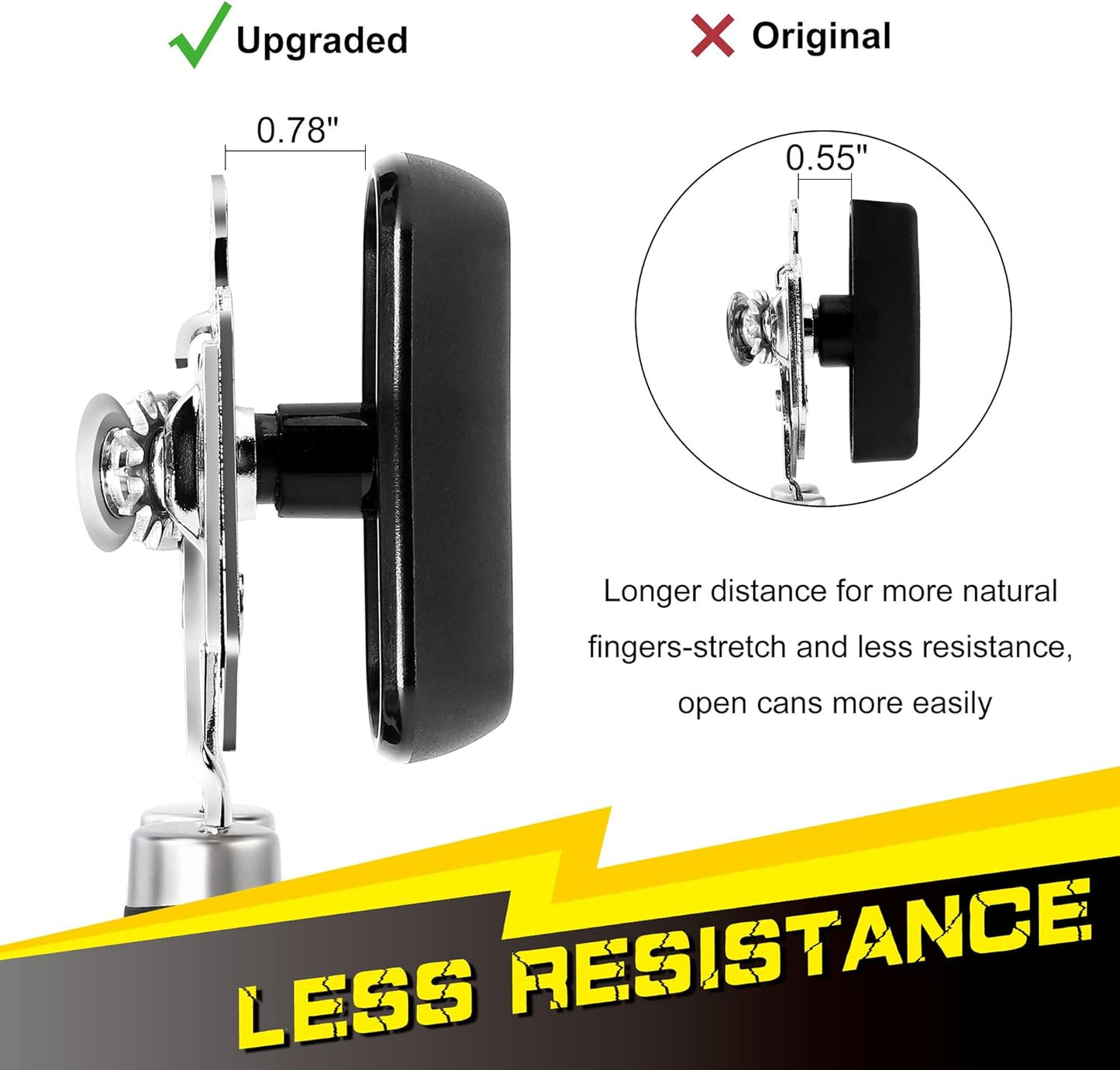 [Upgraded] PrinChef Can Opener Manual with Magnet, Reinforced Gear and Blade, Smooth Edge Can Openers for Seniors with Arthritis, Comfortable Grip Handheld Can Cutter Bottle Opener with Magnet, Black