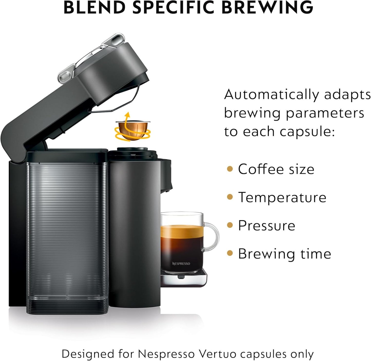 Nespresso Vertuo Coffee and Espresso Maker by De'Longhi, Graphite Metal