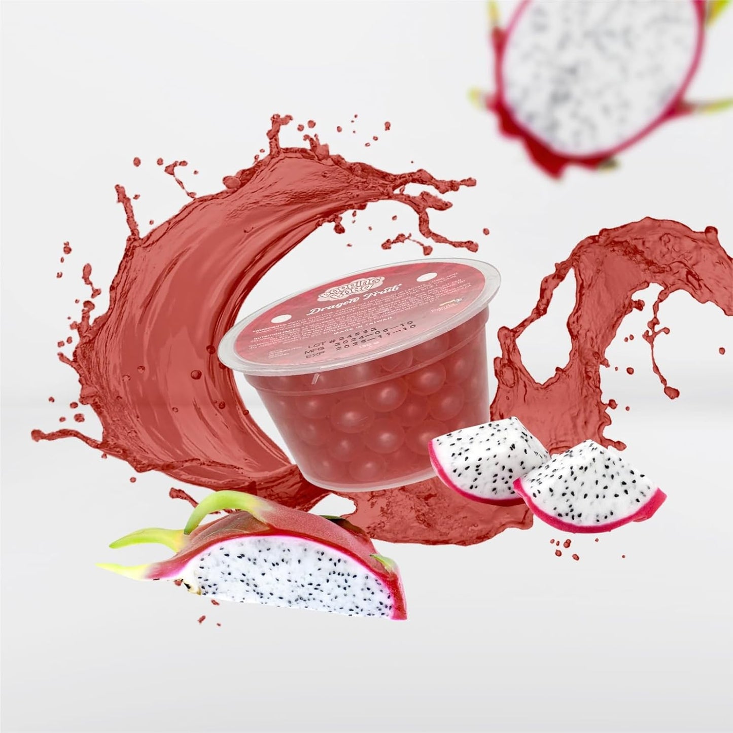 Popping Boba 3-Party flavors kit Dragon Fruit, Peach, Kiwi | Bursting Boba, Popping Pearls | 1 pack 390 Grams Panda Products (Dragon | Peach | Kiwi)