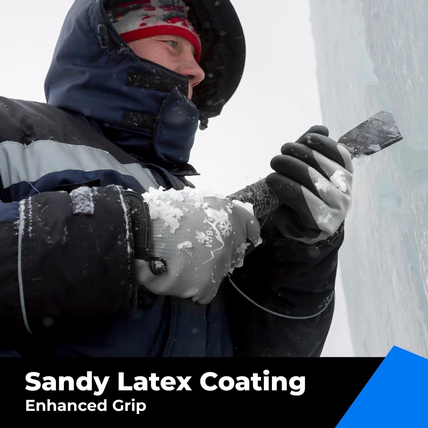 toolant 100% Waterproof Gloves Bulk Pack, 3 Pairs, Winter Work Gloves for Cold Temperature, Touchsreen, Warm Gloves for Freezer, Fishing and Gardening, With Grip, Grey, XX-Large