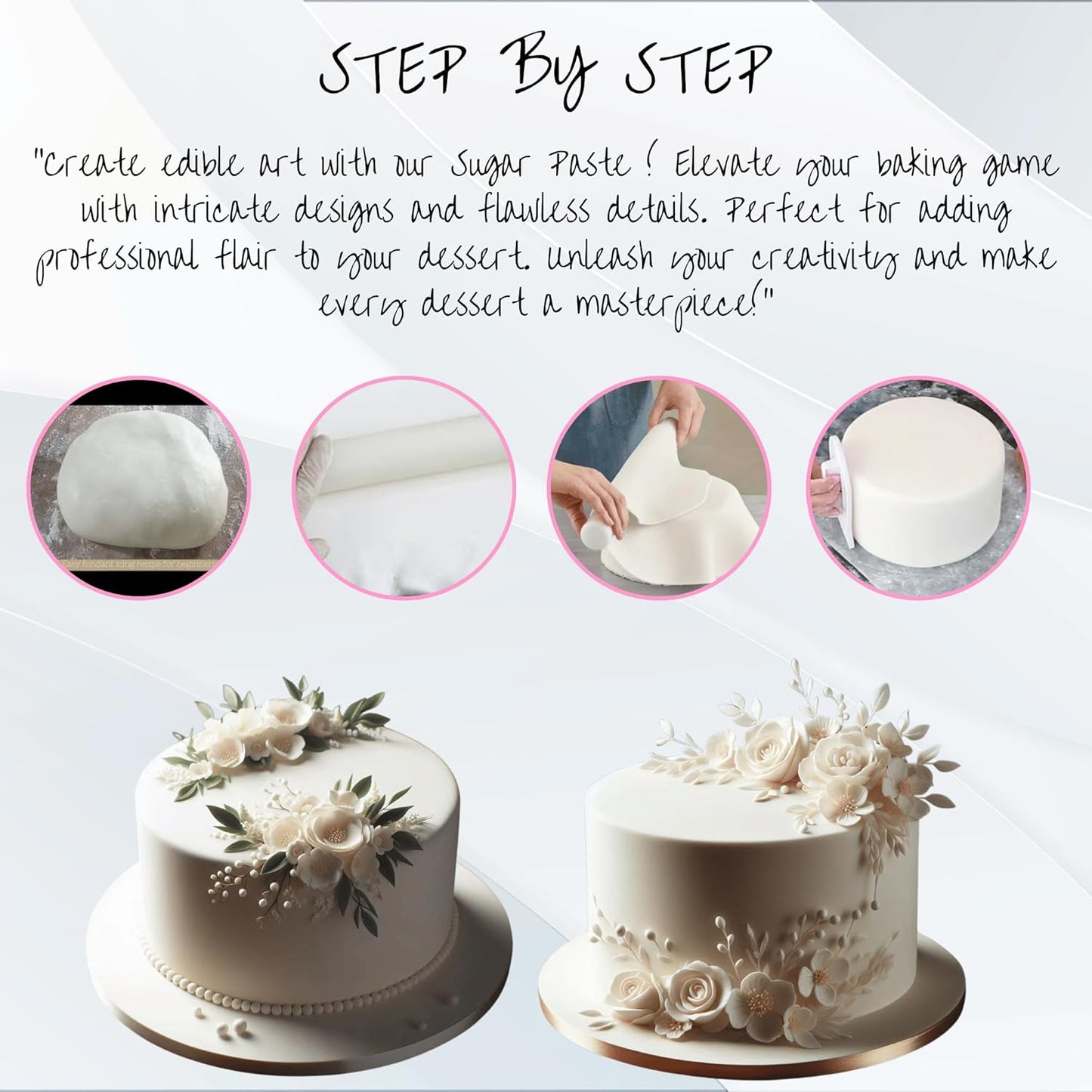 Confect White Fondant for Cake Decorating | Chef’s Choice Fondant Icing for Christmas Cakes, Cupcakes, Cookies & Baking – Smooth, Easy to Roll & Mold – Vanilla Flavor | Vegan, Gluten-Free, Nut-Free, Palm Oil-Free – 8.8 Oz